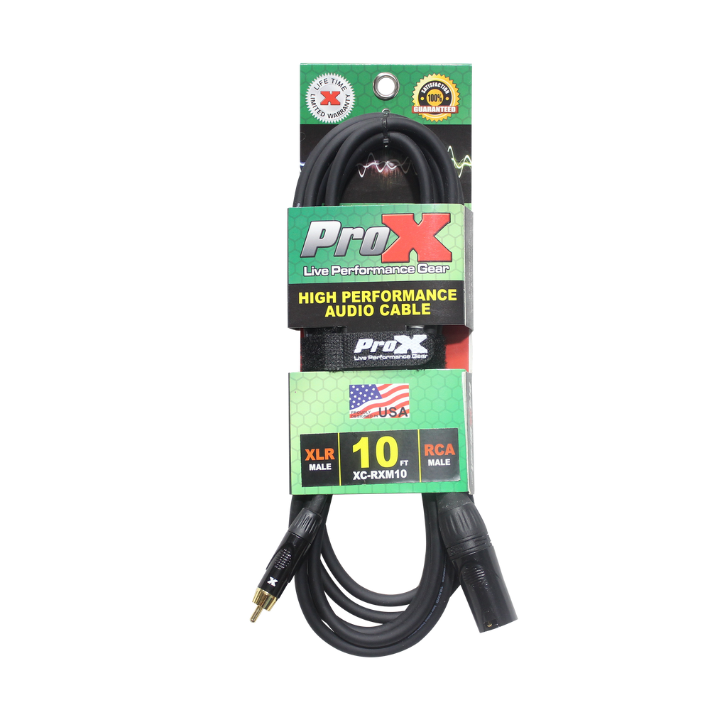10' Ft. High Performance XLR Male to RCA Male Unbalanced Audio Cable