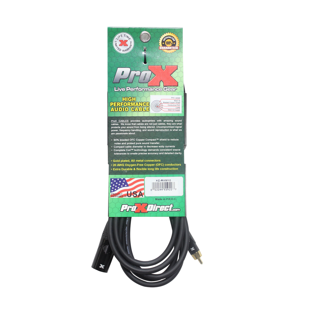 50PCS 10' Ft. High Performance XLR Male to RCA Male Unbalanced Audio Cable