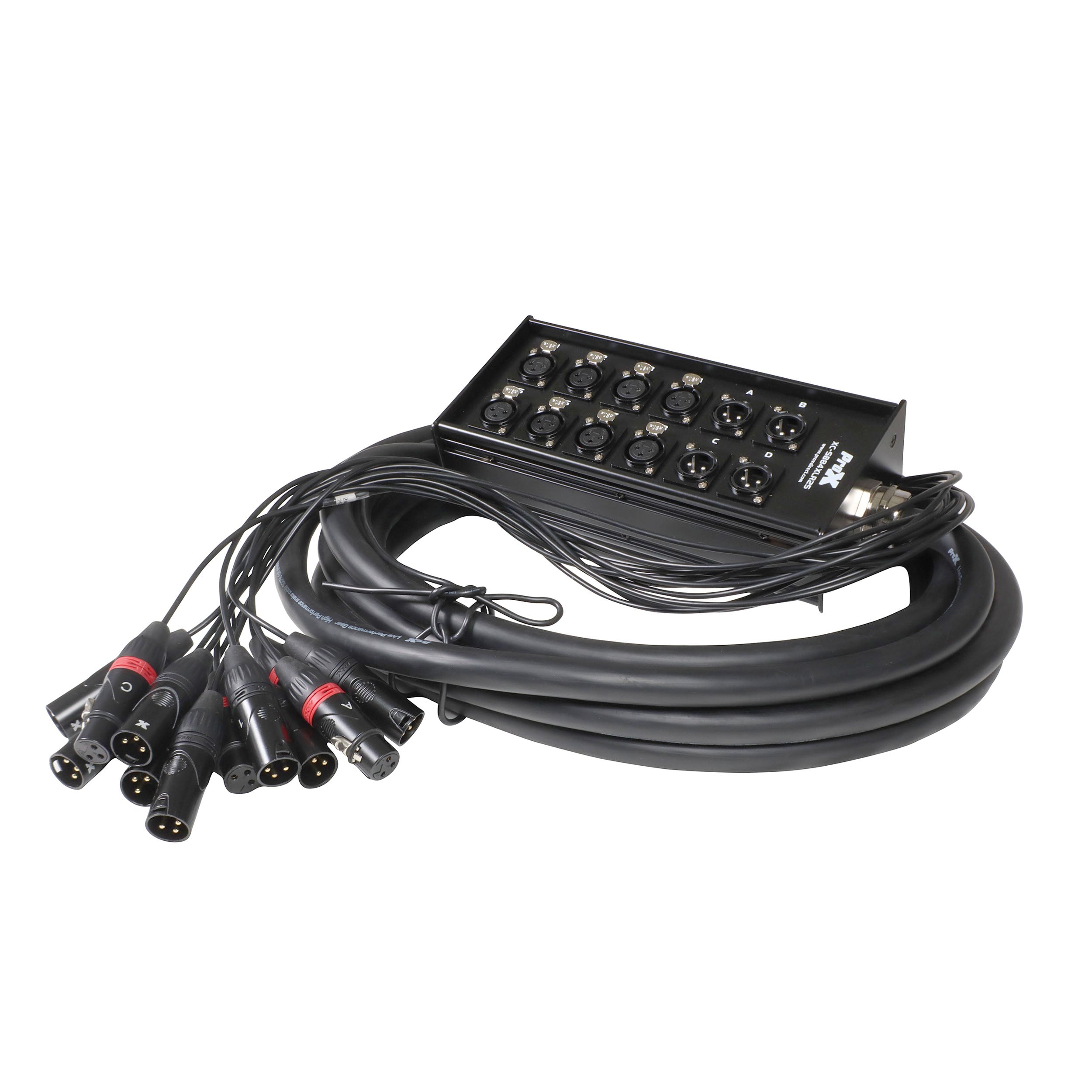 25 Ft. XLR Stage Recording Extension Box Snake 8 XLR-F Send Inputs 4 XLR-M Effects Return