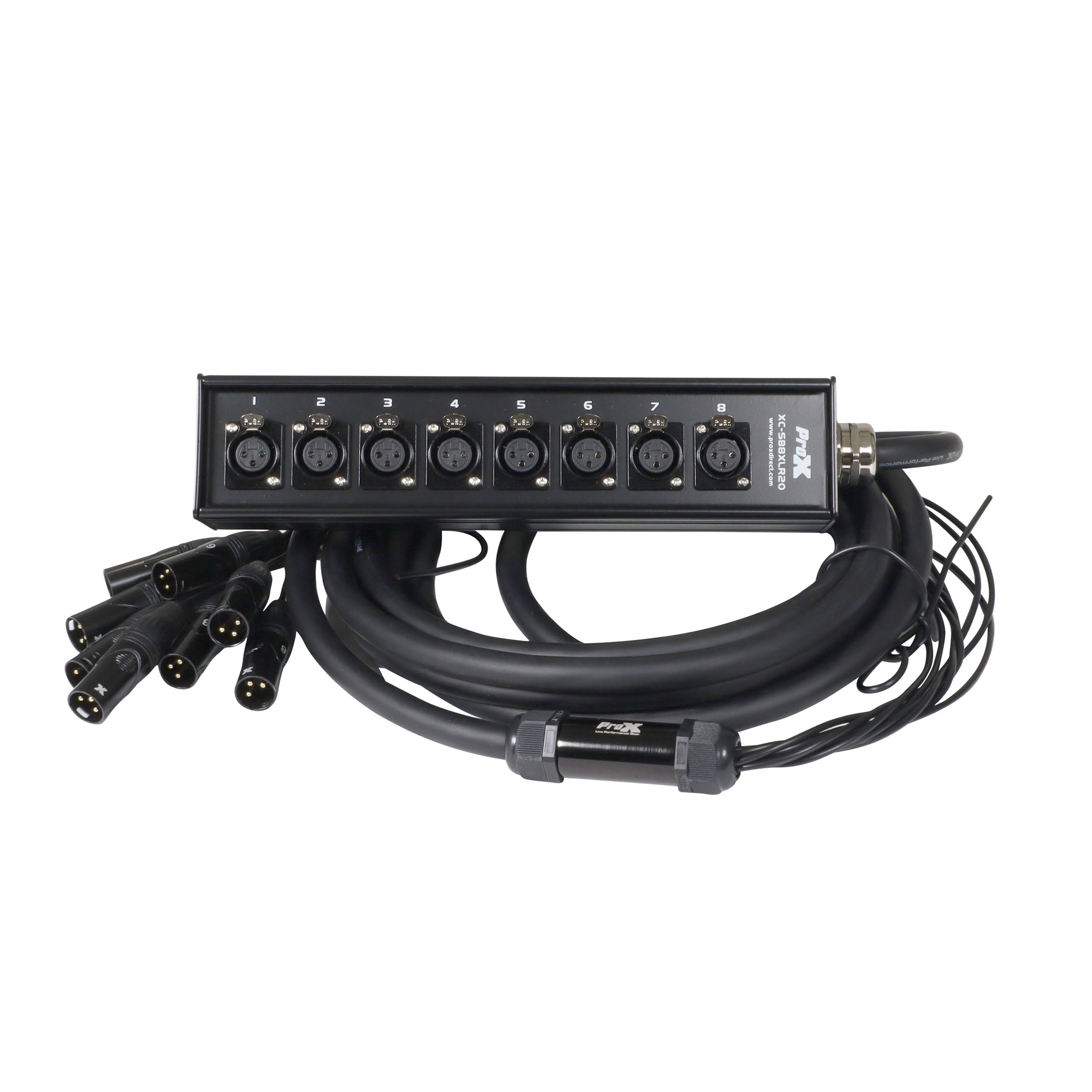 20 Ft. XLR Stage Recording Extension Box Snake 8 XLR-F Send Inputs