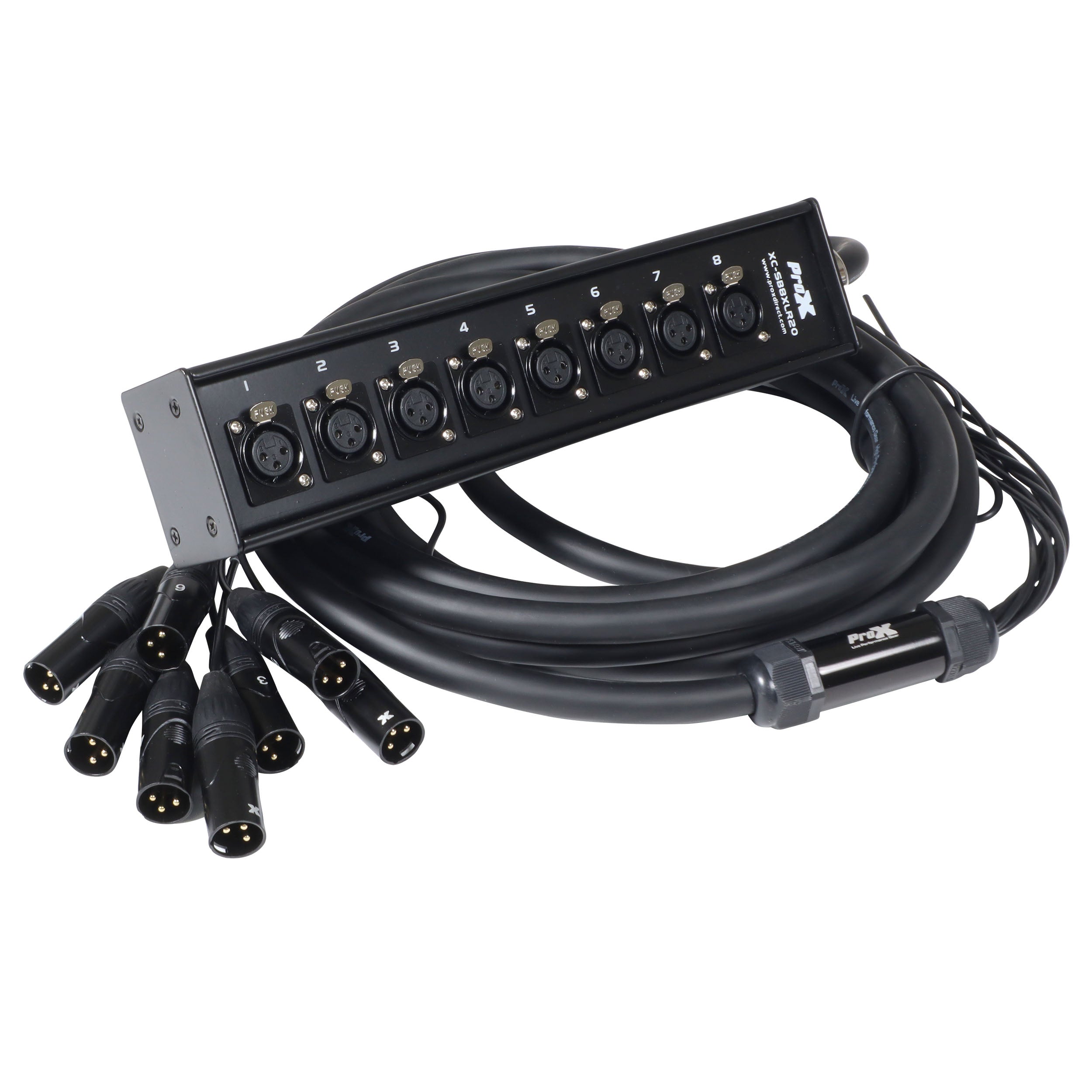 20 Ft. XLR Stage Recording Extension Box Snake 8 XLR-F Send Inputs