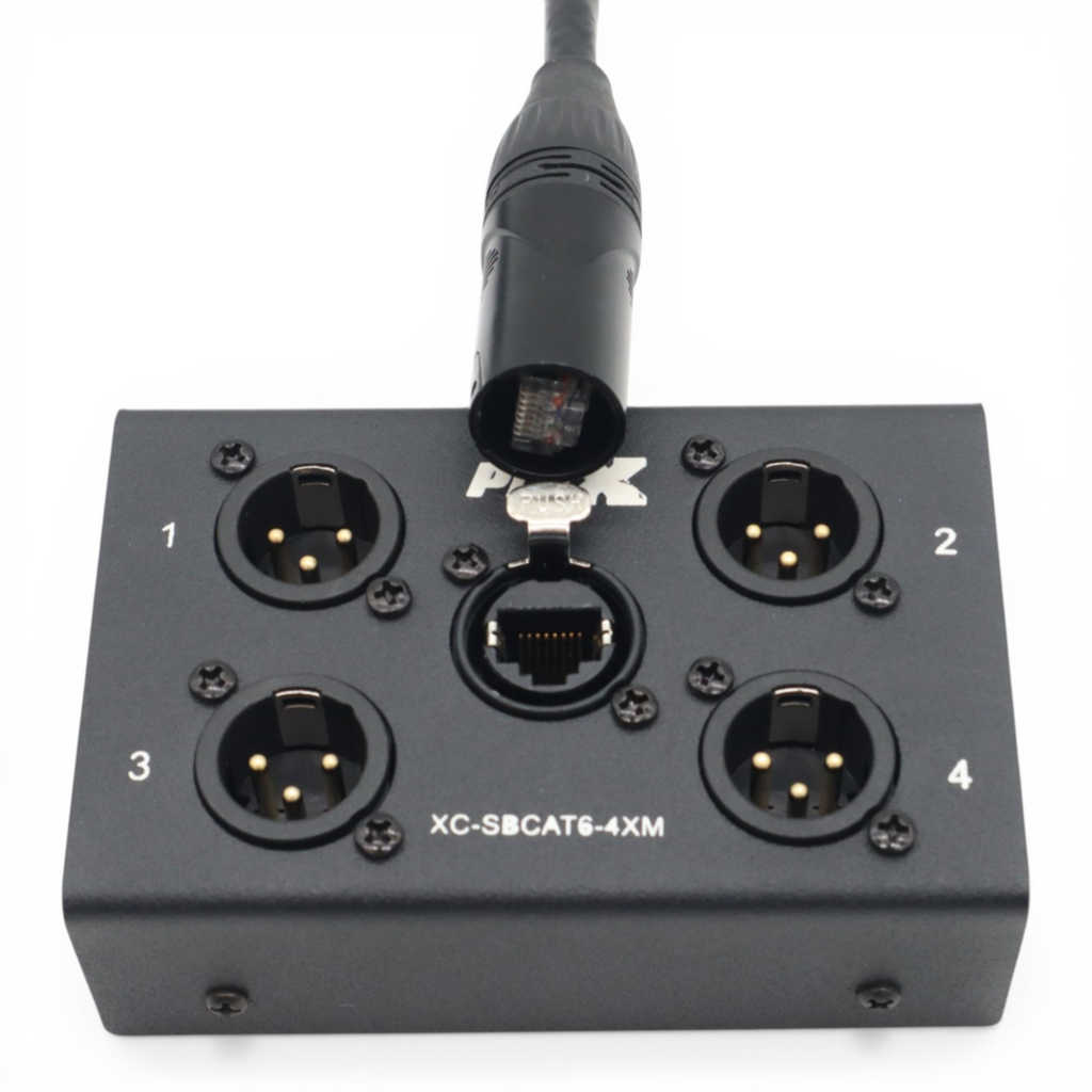 4 Channel XLR-M CAT6 Audio/DMX Portable Snake Box