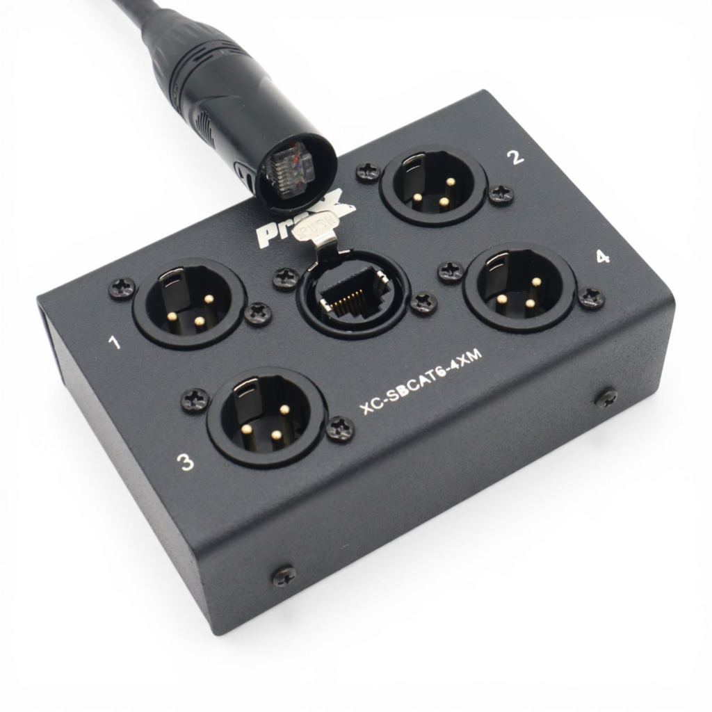 4 Channel XLR-M CAT6 Audio/DMX Portable Snake Box