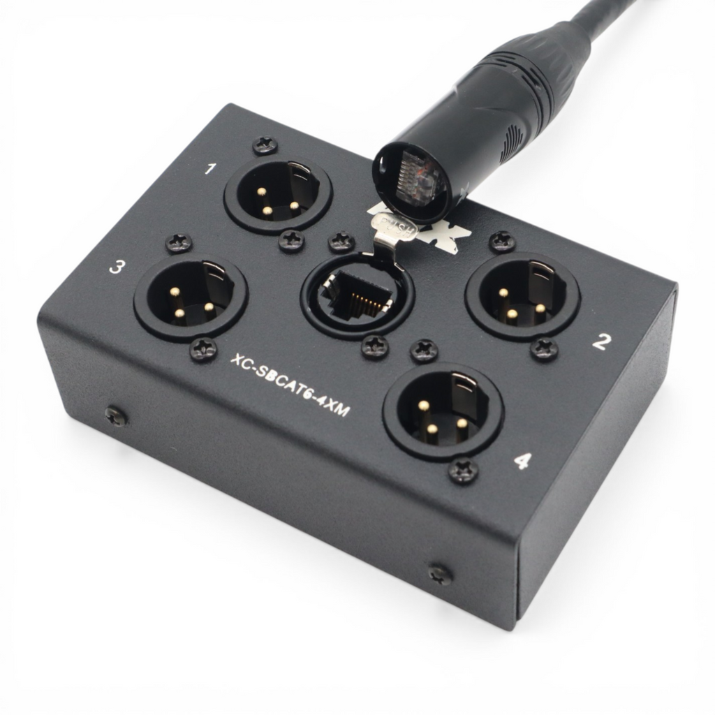 4 Channel XLR-M CAT6 Audio/DMX Portable Snake Box