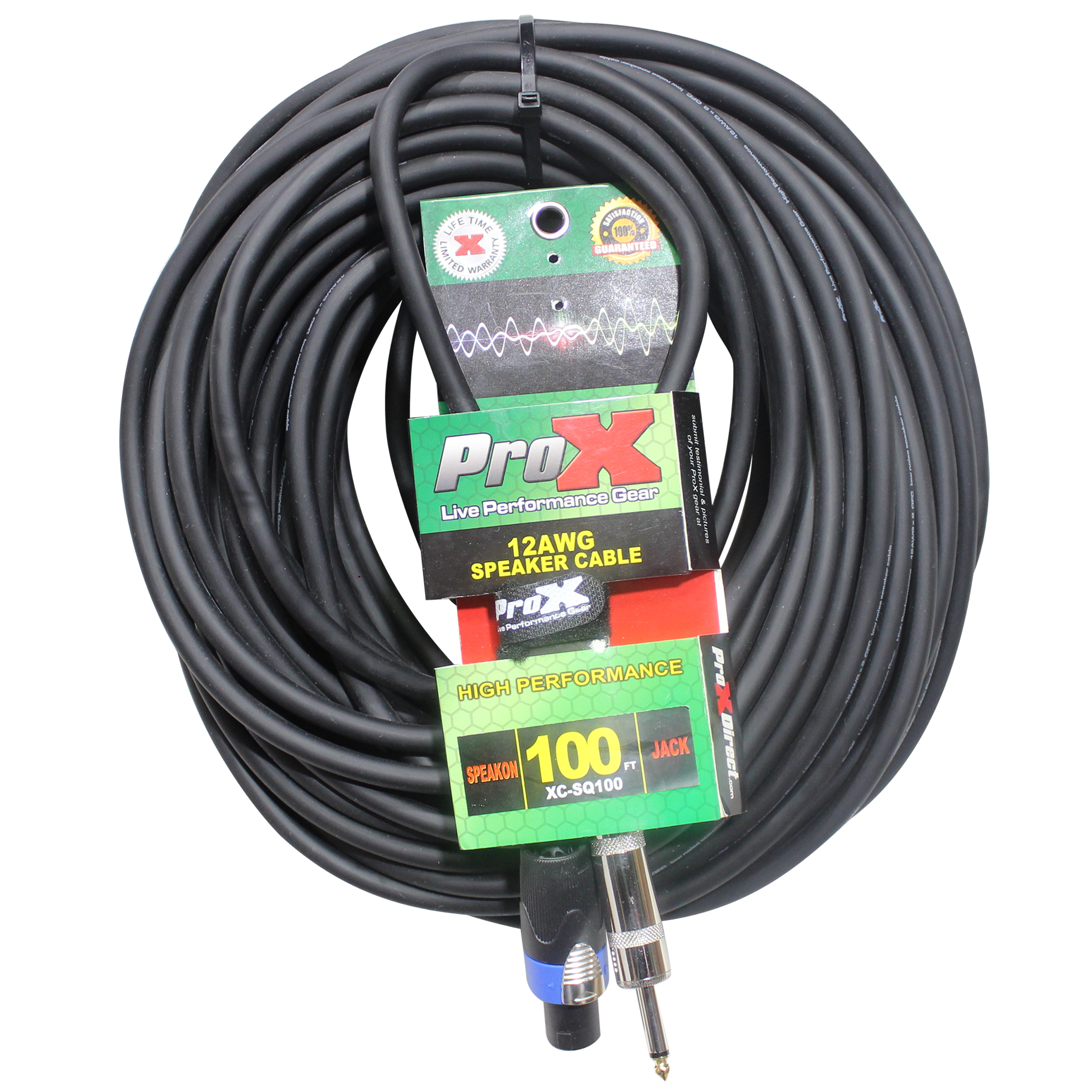 100 Ft. Speak Twist to 1/4" TS-M High Performance Speaker Cable 12AWG
