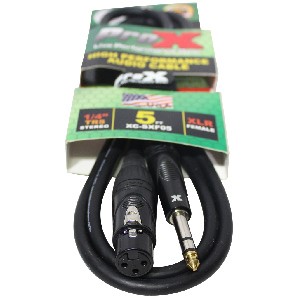 10PCS 5 Ft. Balanced 1/4" TRS-M to XLR-F High Performance Audio Cable