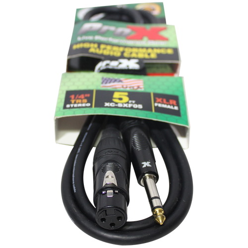 10PCS 5 Ft. Balanced 1/4" TRS-M to XLR-F High Performance Audio Cable