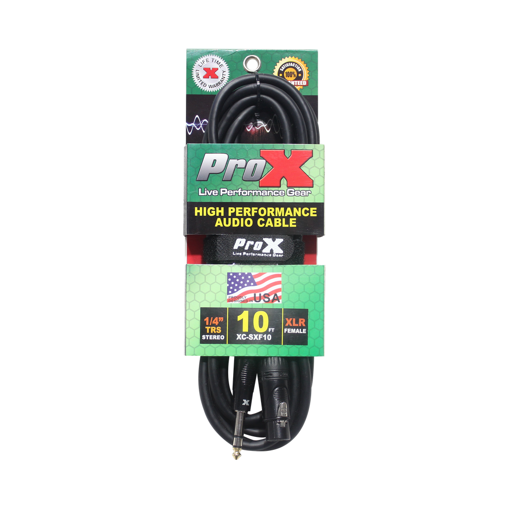 10 Ft. Balanced 1/4" TRS to XLR3-F High Performance Audio Cable
