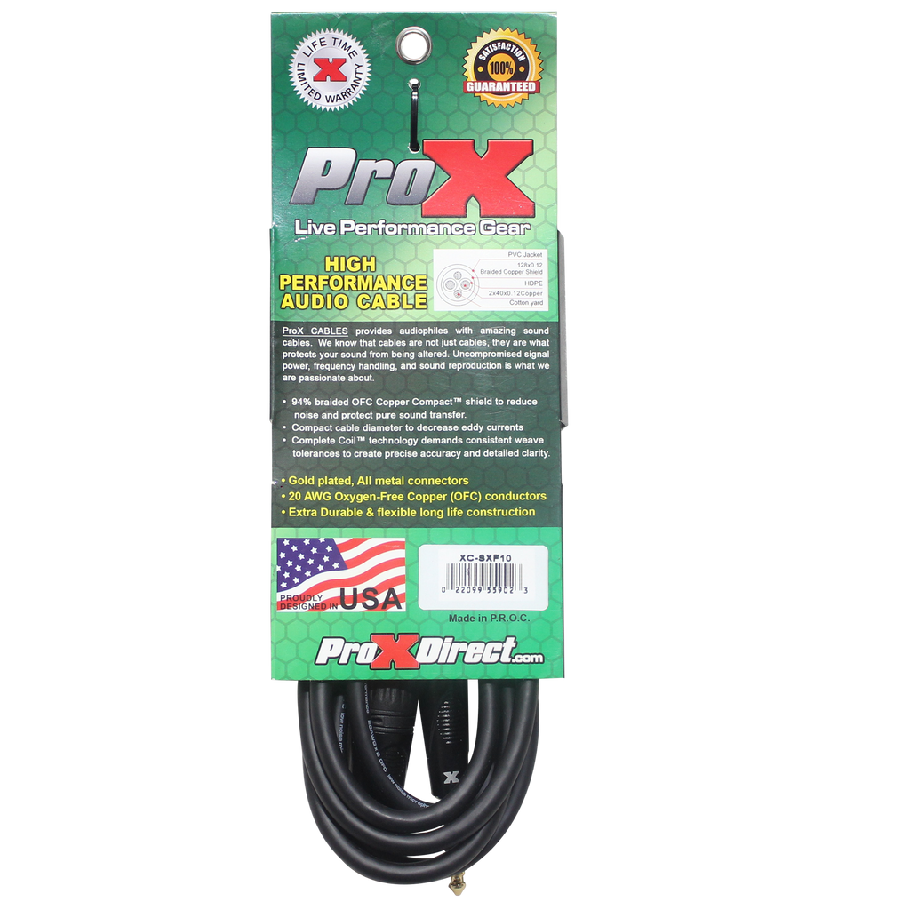 50PCS 10 Ft. Balanced 1/4" TRS to XLR3-F High Performance Audio Cable