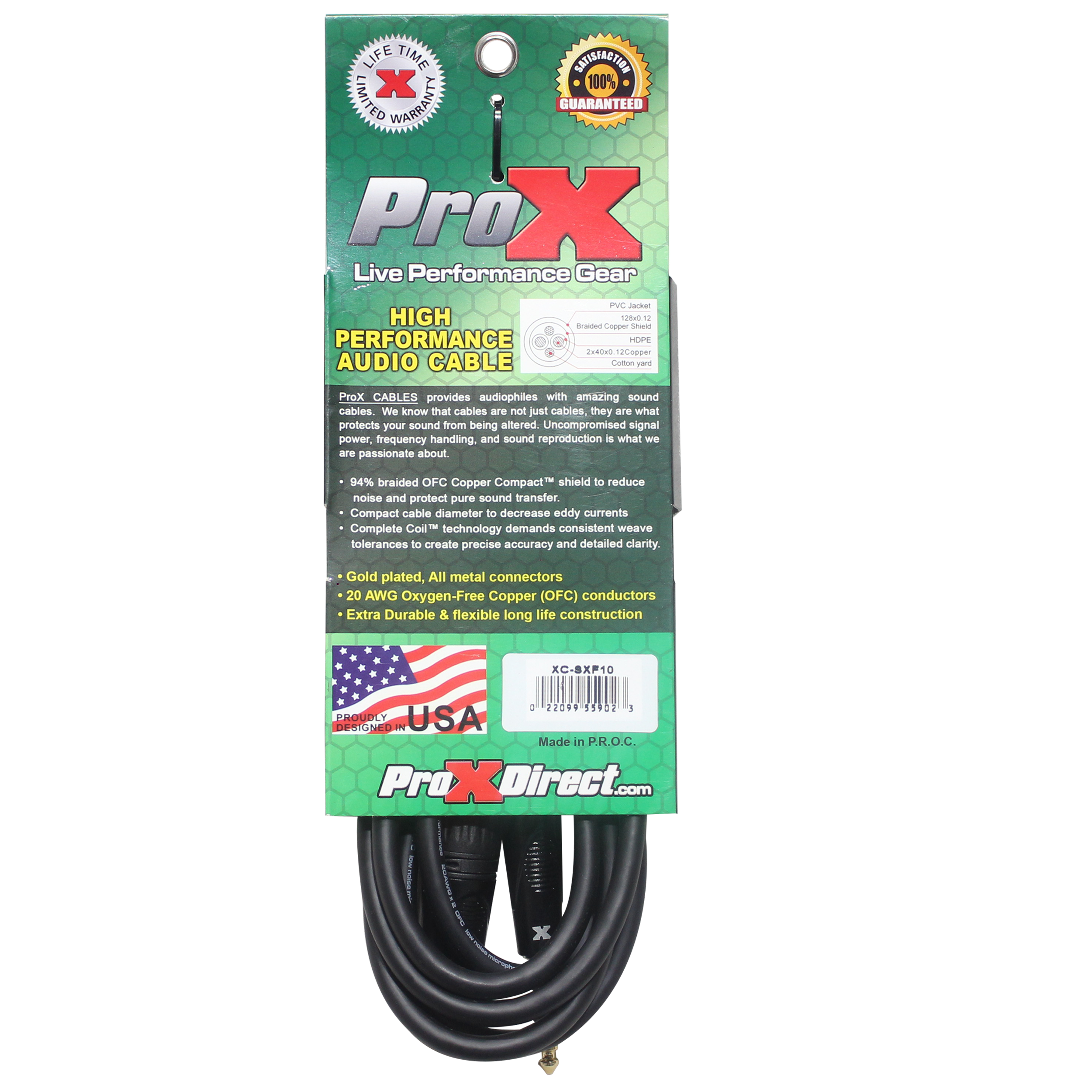 50PCS 10 Ft. Balanced 1/4" TRS to XLR3-F High Performance Audio Cable