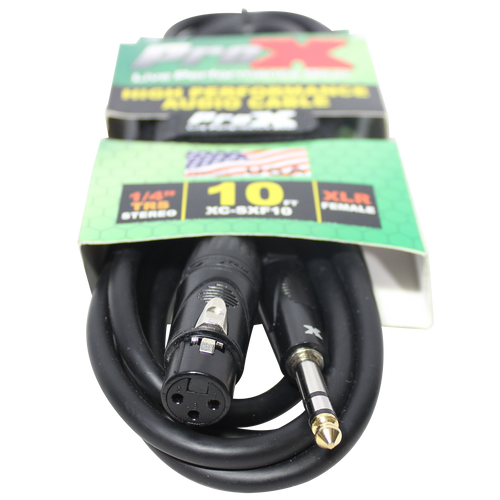 10PCS 10 Ft. Balanced 1/4" TRS to XLR3-F High Performance Audio Cable