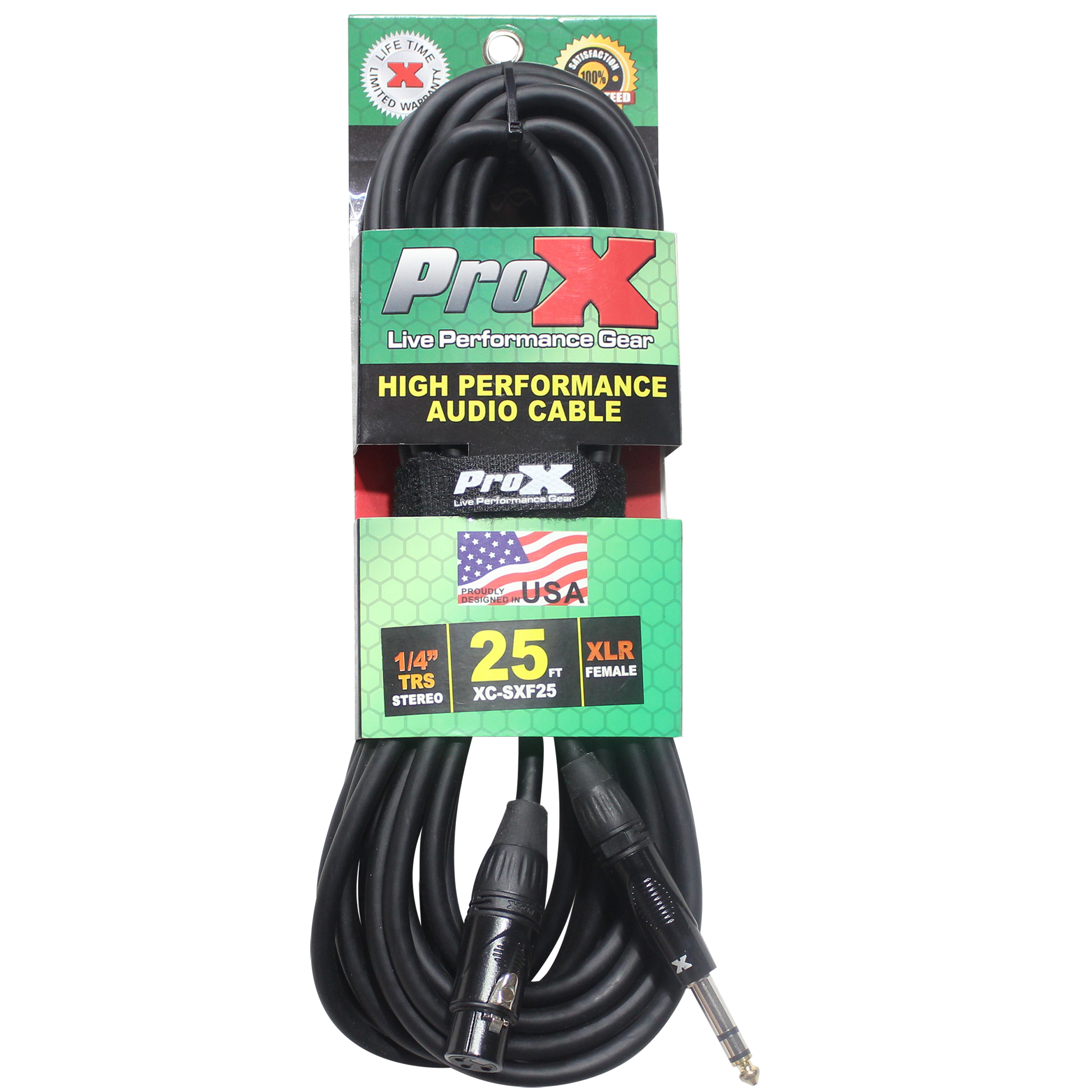 25 Ft. Balanced 1/4" TRS to XLR3-F High Performance Audio Cable