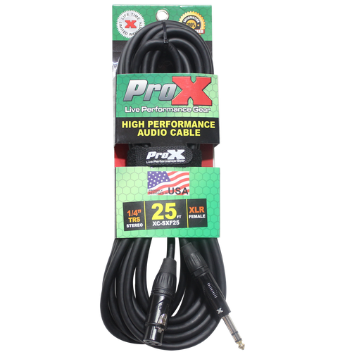 10PCS 25 Ft. Balanced 1/4" TRS to XLR3-F High Performance Audio Cable
