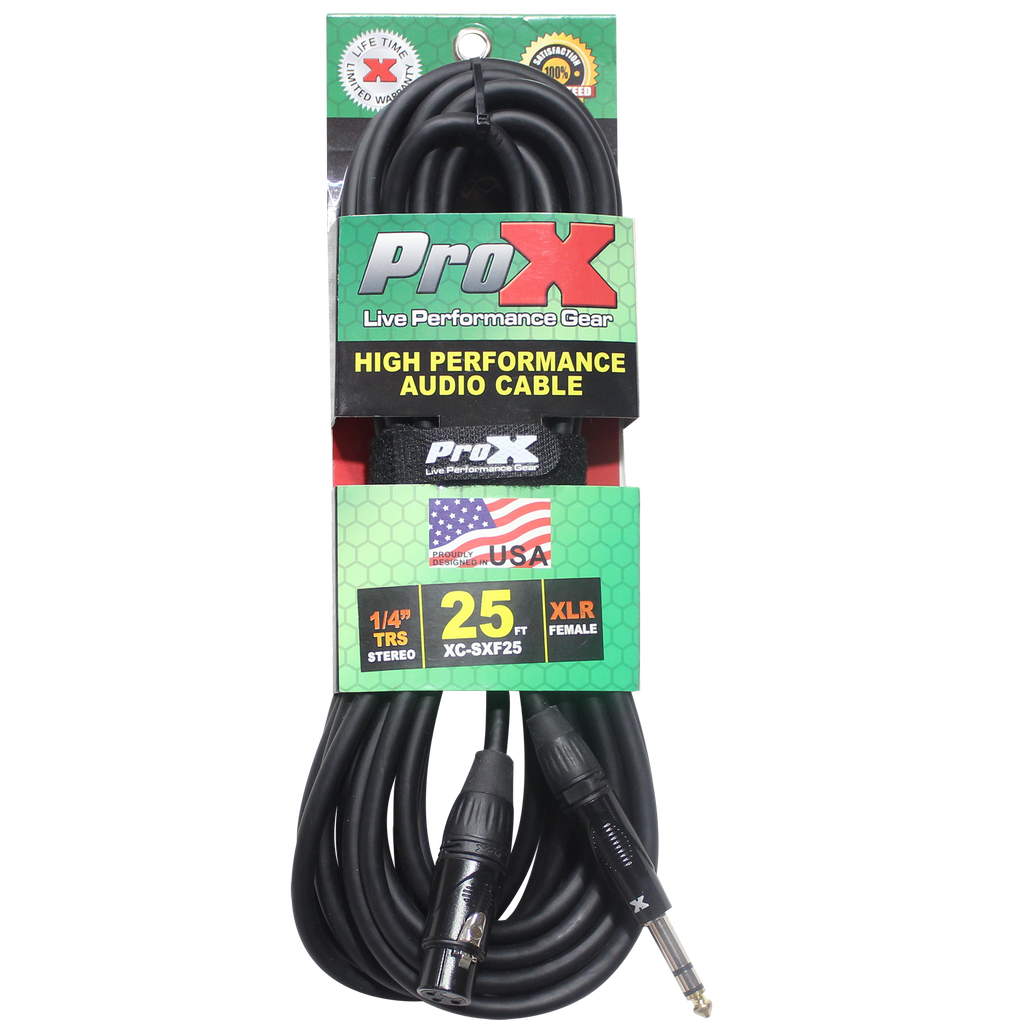 40PCS 25 Ft. Balanced 1/4" TRS to XLR3-F High Performance Audio Cable