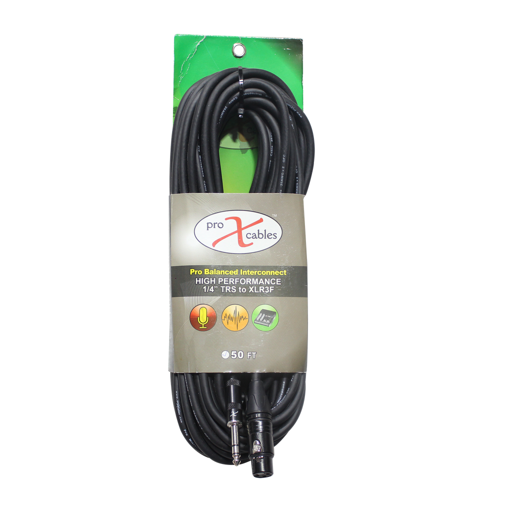 5PCS 50 Ft. Balanced 1/4" TRS-M to XLR3-F High Performance Audio Cable