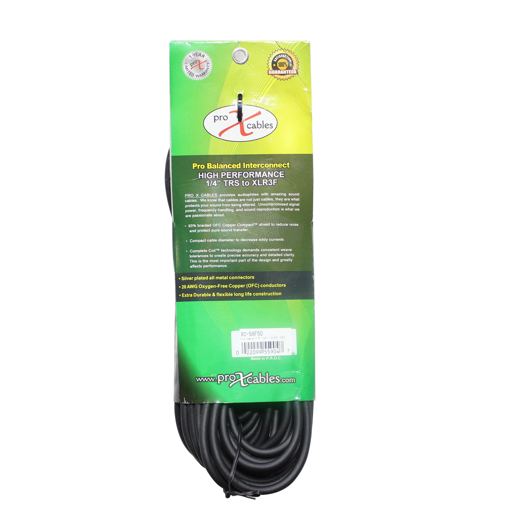 20PCS 50 Ft. Balanced 1/4" TRS-M to XLR3-F High Performance Audio Cable