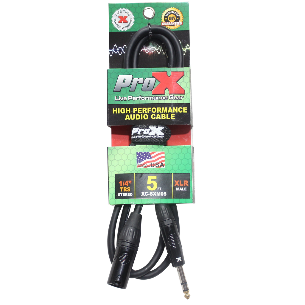 10PCS 5 Ft. Balanced XLR3-M to 1/4" TRS-M High Performance Audio Cable