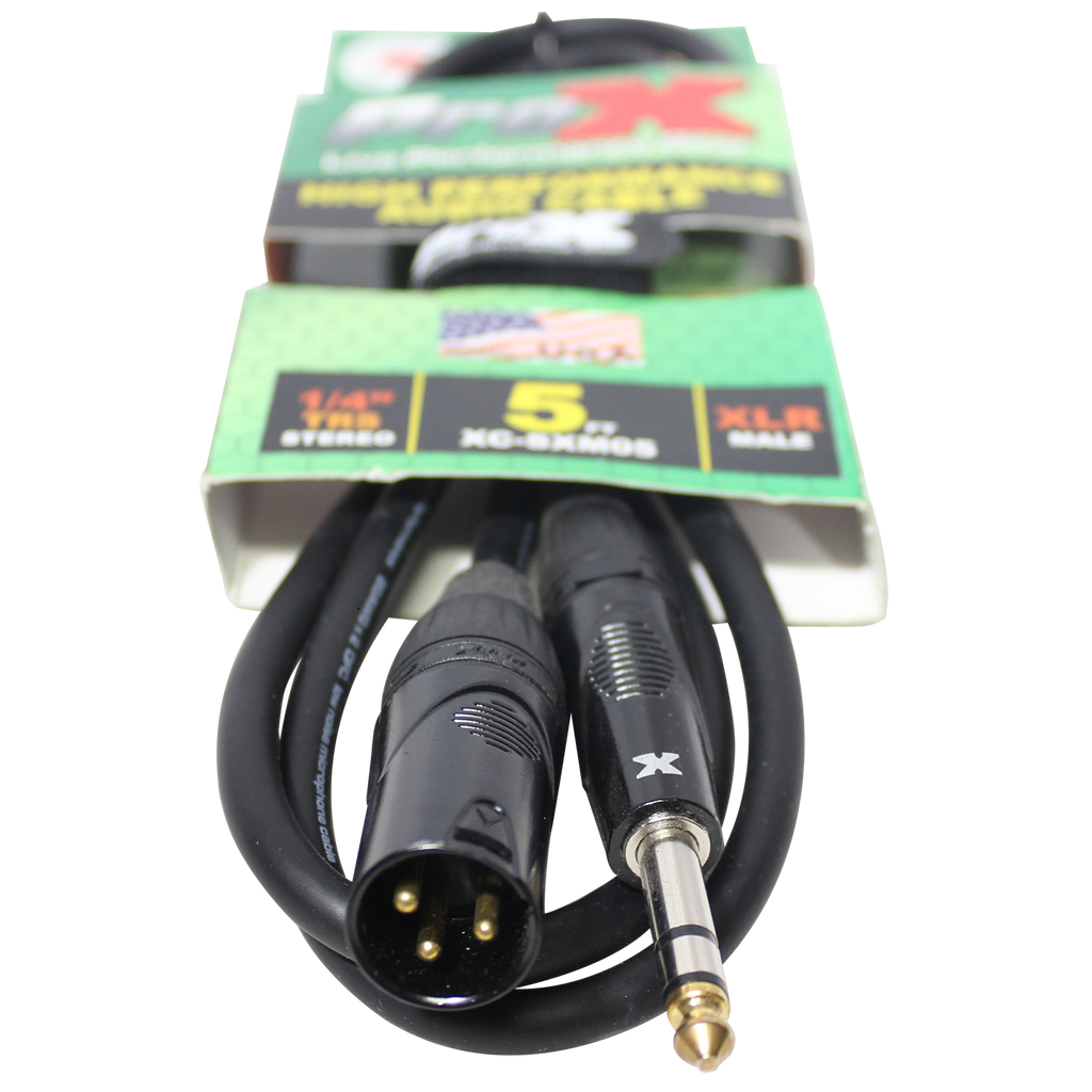 5 Ft. Balanced XLR3-M to 1/4" TRS-M High Performance Audio Cable