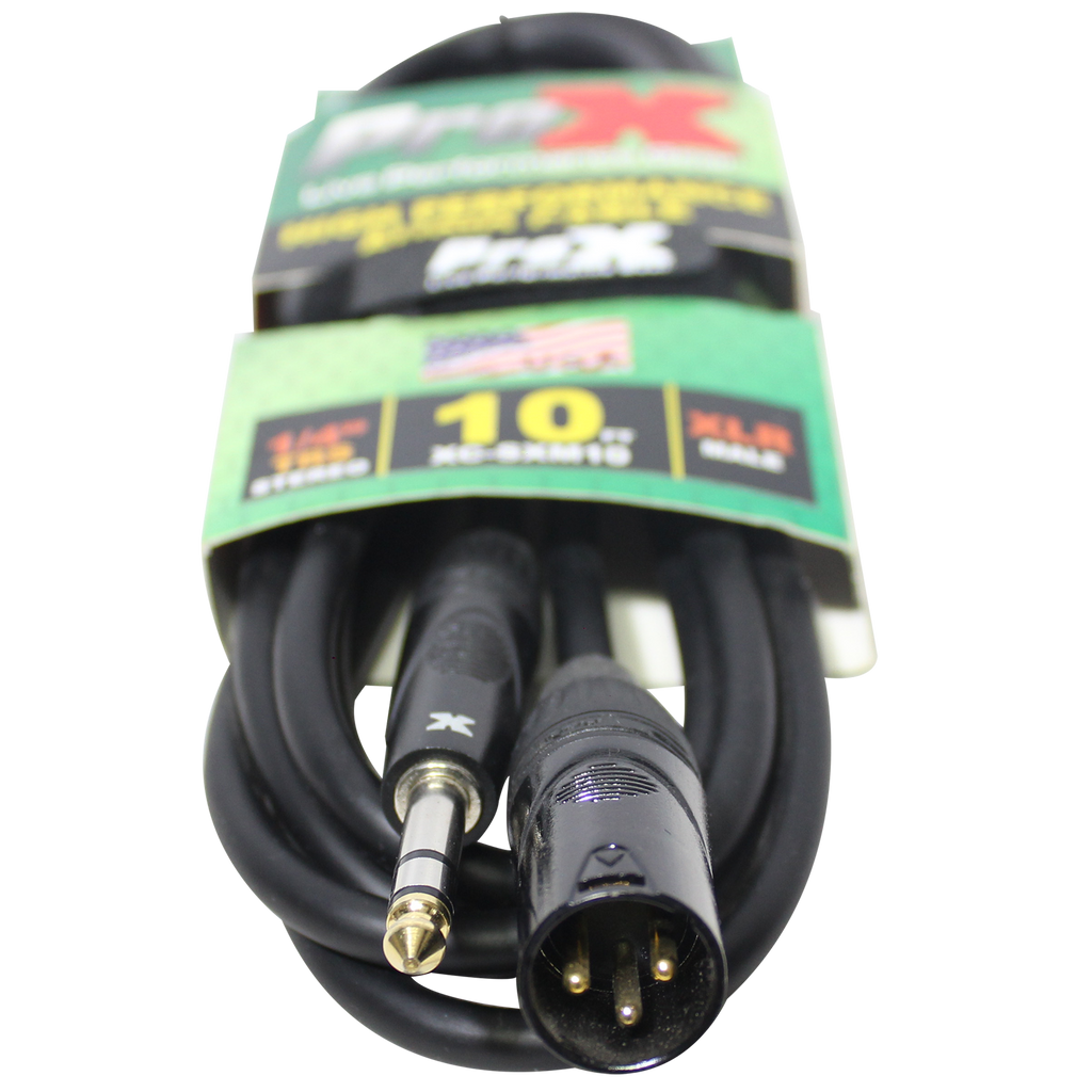 50PCS 10 Ft. Balanced XLR3-M to 1/4 TRS-M High Performance Audio Cable