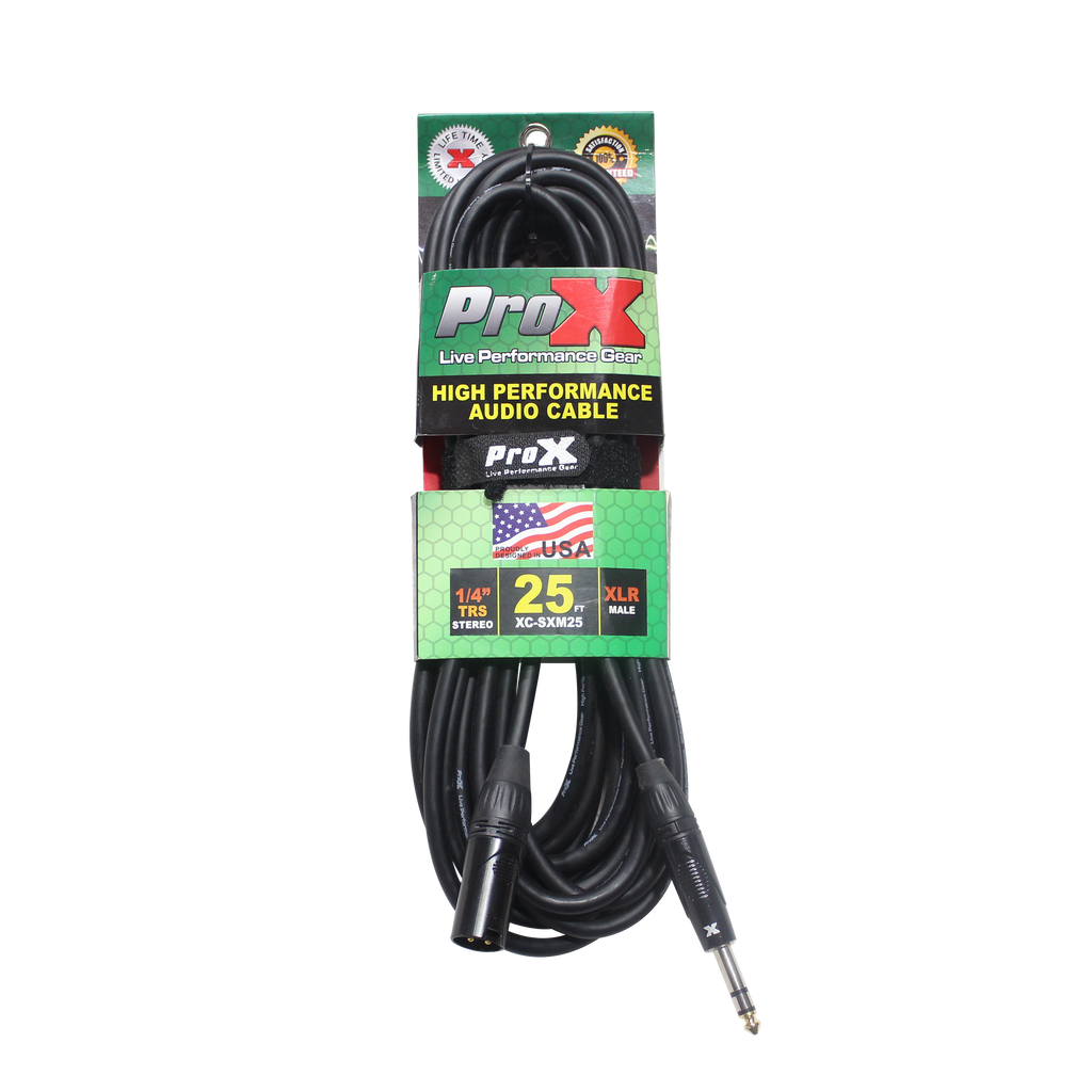 40PCS 25 Ft. Balanced XLR-M to 1/4 TRS-M High Performance Audio Cable