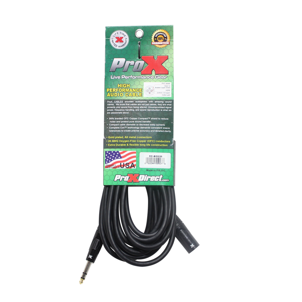40PCS 25 Ft. Balanced XLR-M to 1/4 TRS-M High Performance Audio Cable