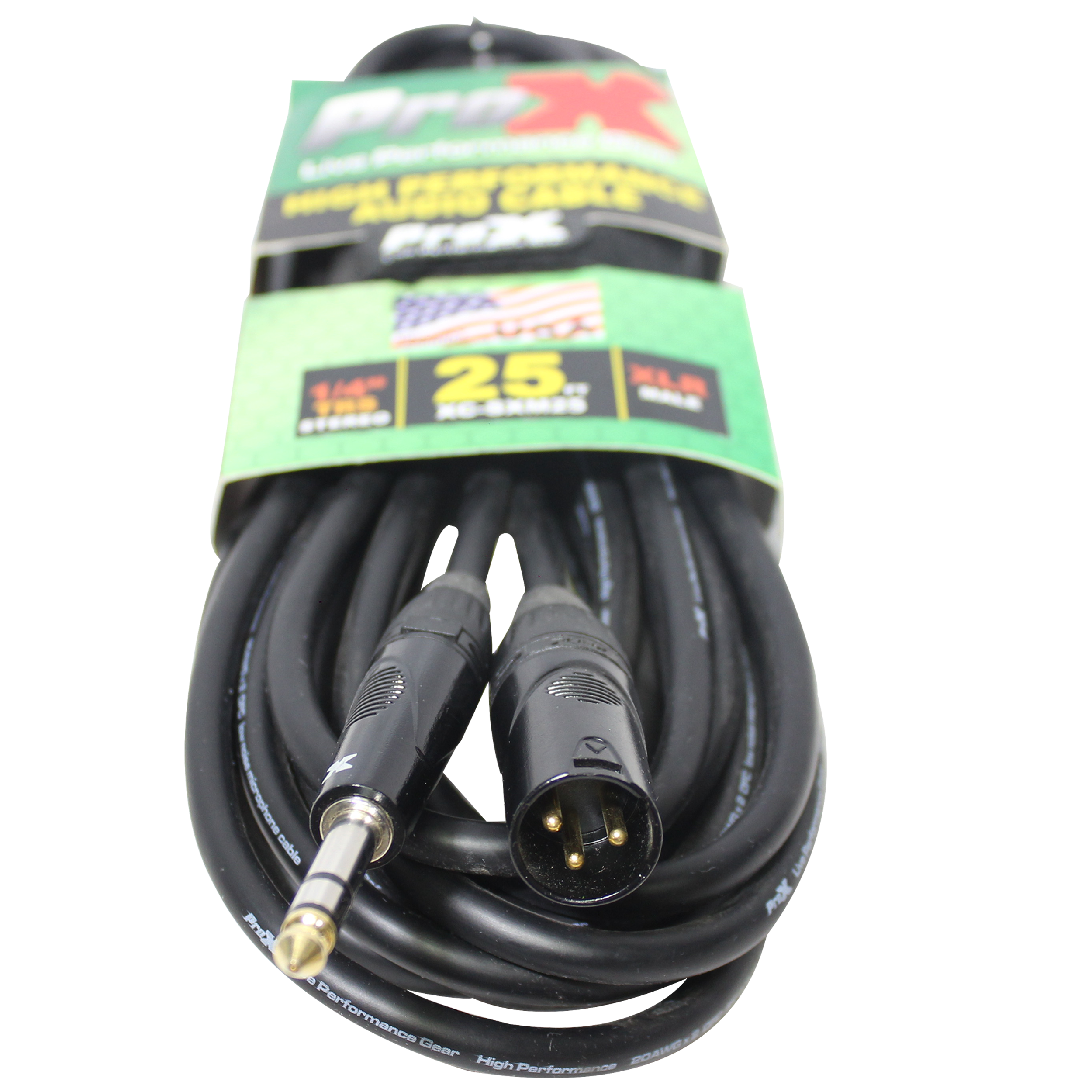 10PCS 25 Ft. Balanced XLR-M to 1/4 TRS-M High Performance Audio Cable