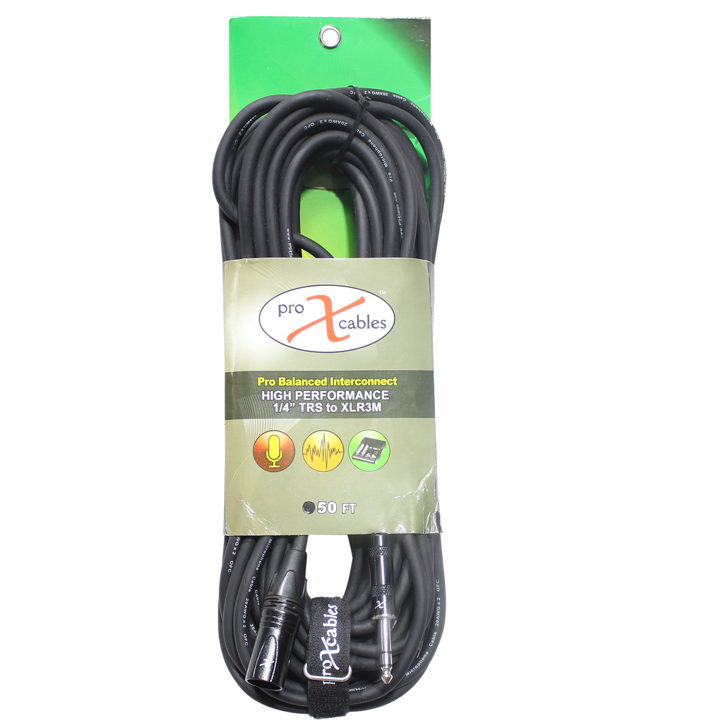 20PCS 50 Ft. Balanced XLR3-M to 1/4 TRS-M High Performance Audio Cable