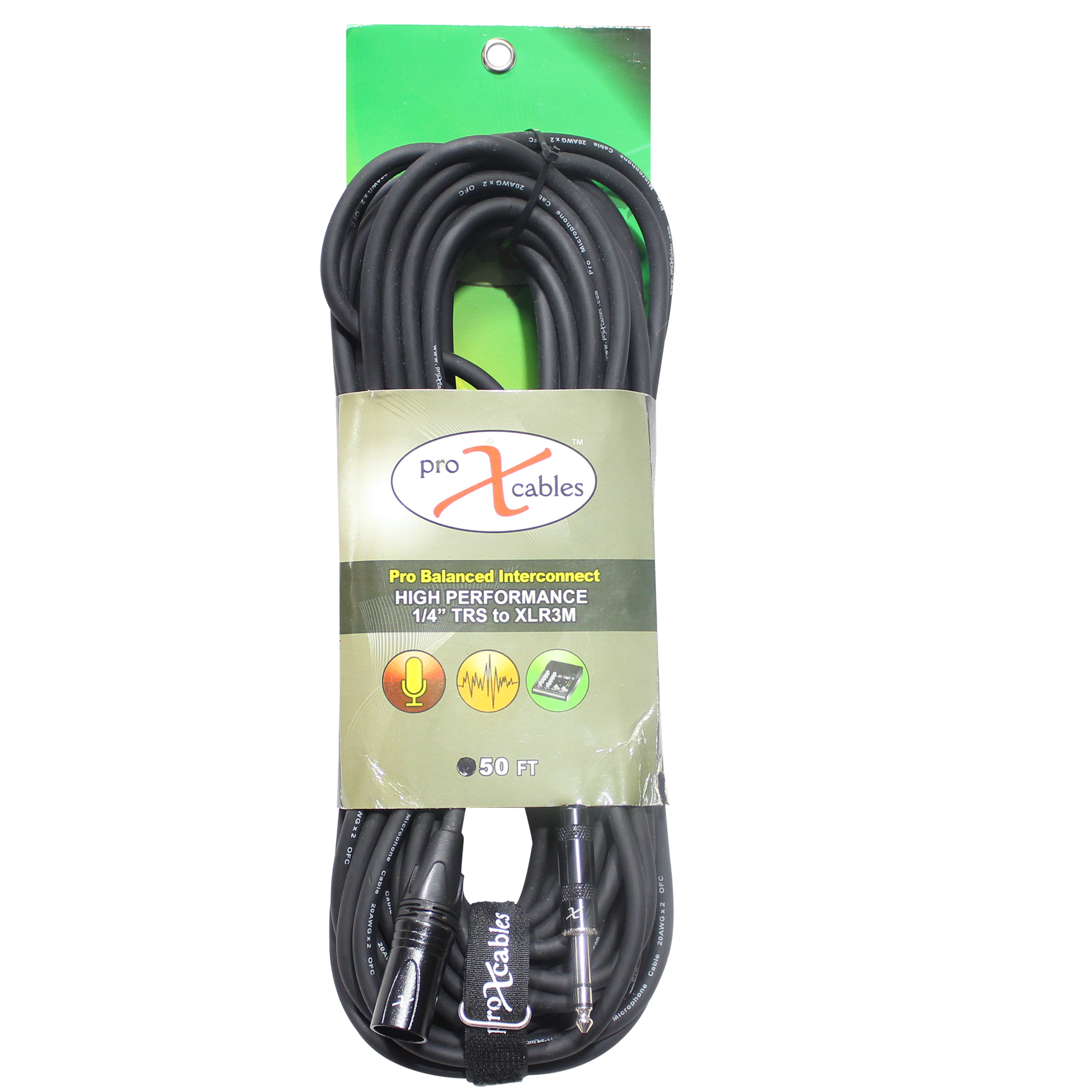20PCS 50 Ft. Balanced XLR3-M to 1/4 TRS-M High Performance Audio Cable