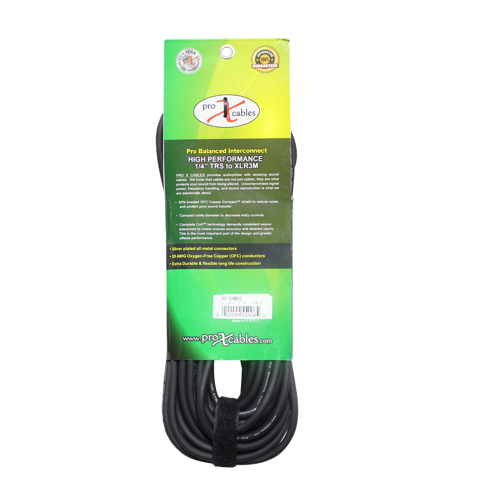 5PCS 50 Ft. Balanced XLR3-M to 1/4 TRS-M High Performance Audio Cable