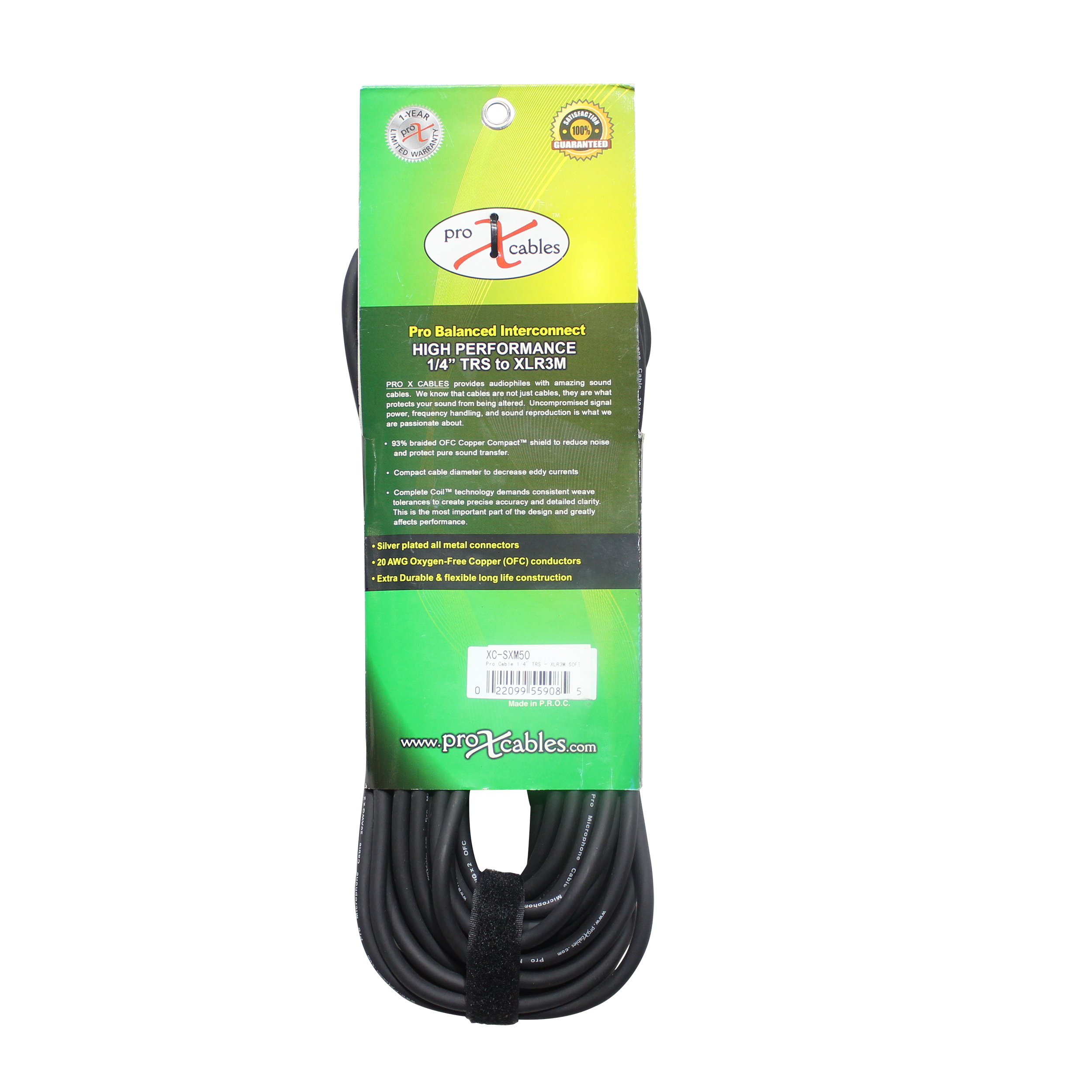 5PCS 50 Ft. Balanced XLR3-M to 1/4 TRS-M High Performance Audio Cable