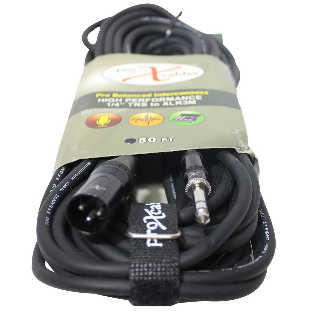 50 Ft. Balanced XLR3-M to 1/4 TRS-M High Performance Audio Cable