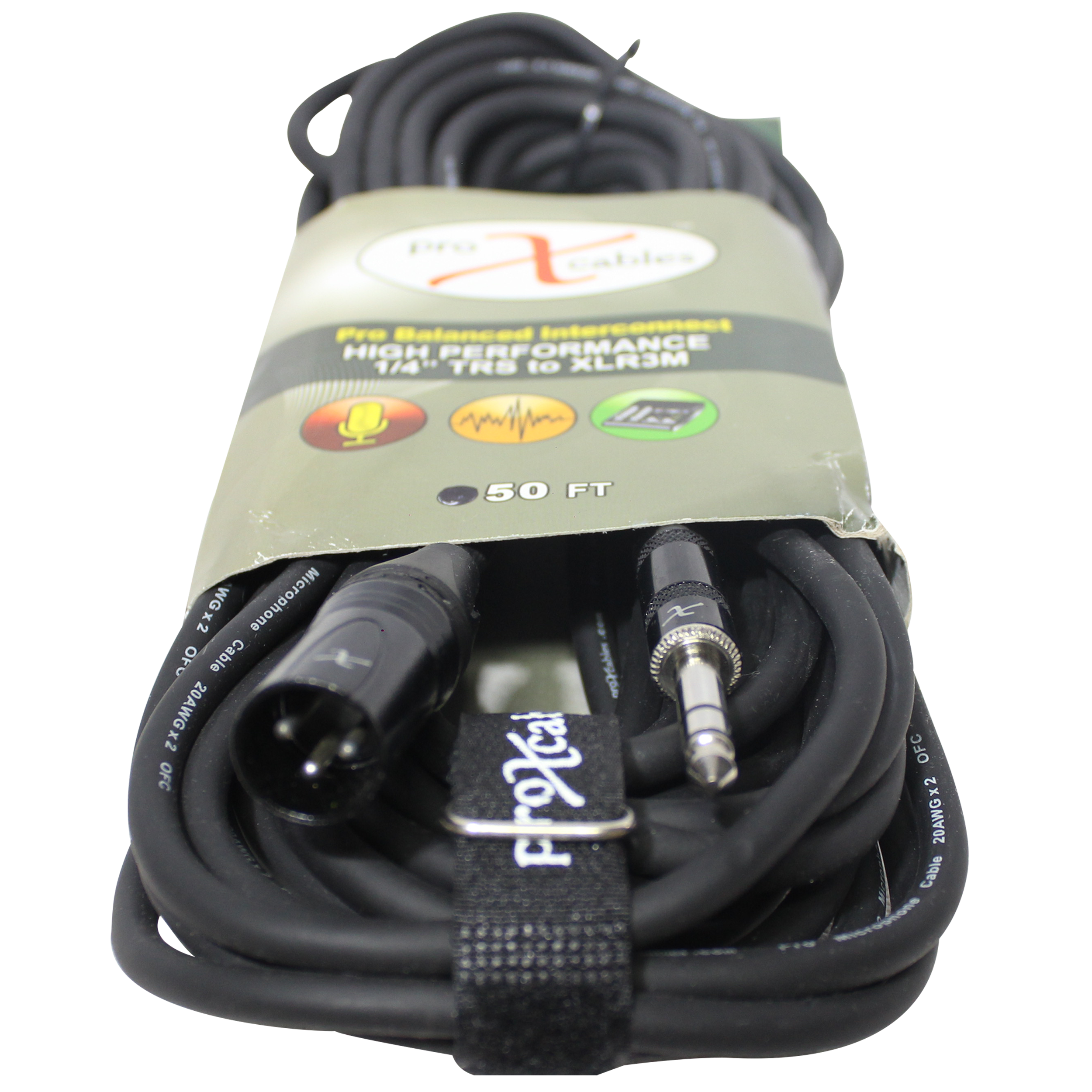 50 Ft. Balanced XLR3-M to 1/4 TRS-M High Performance Audio Cable