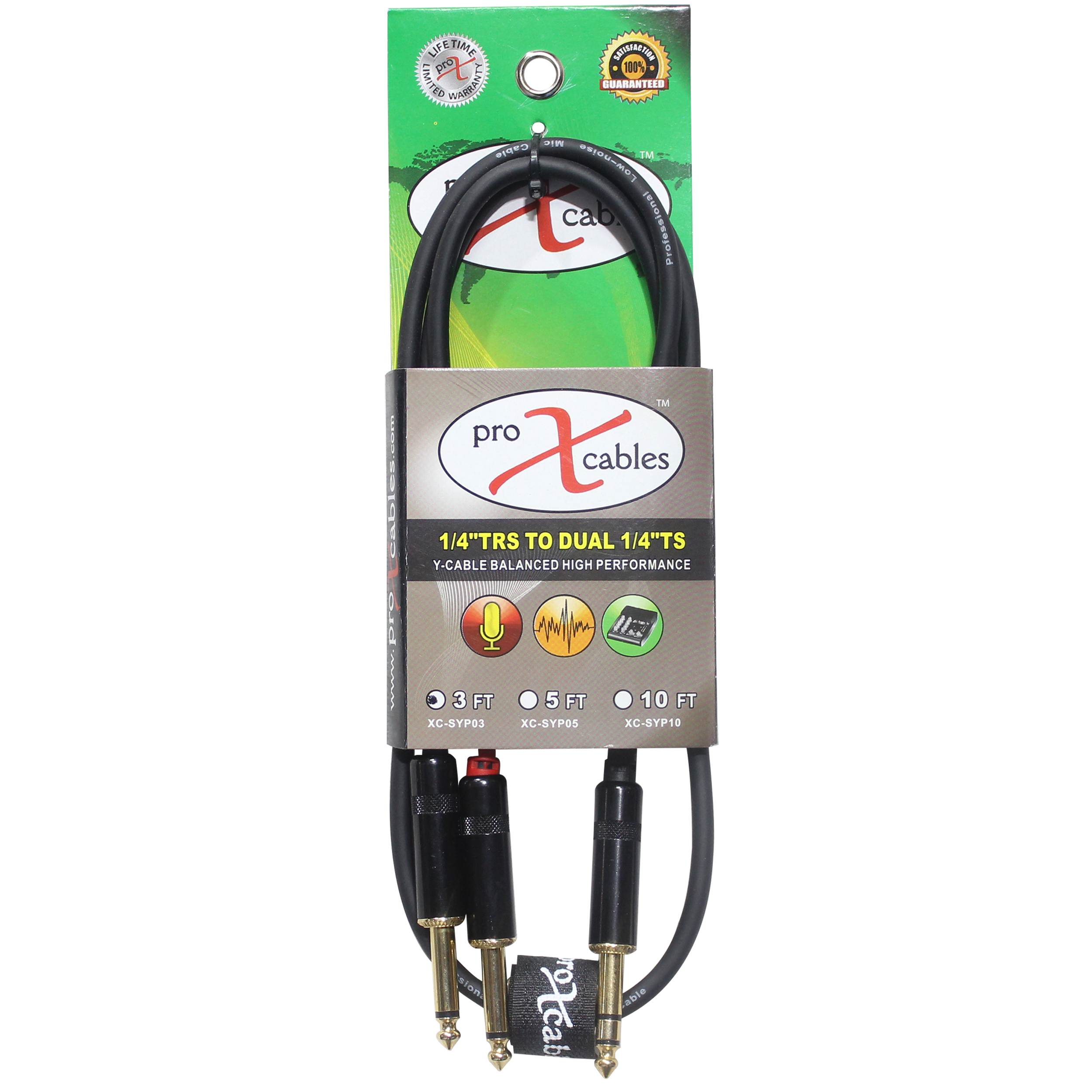 10PCS 3 Ft. Unbalanced TRS-M Stereo to Dual TS-M High Performance Audio Y Cable