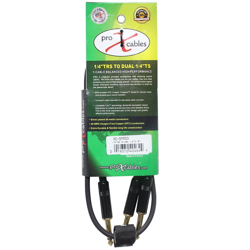 10PCS 3 Ft. Unbalanced TRS-M Stereo to Dual TS-M High Performance Audio Y Cable