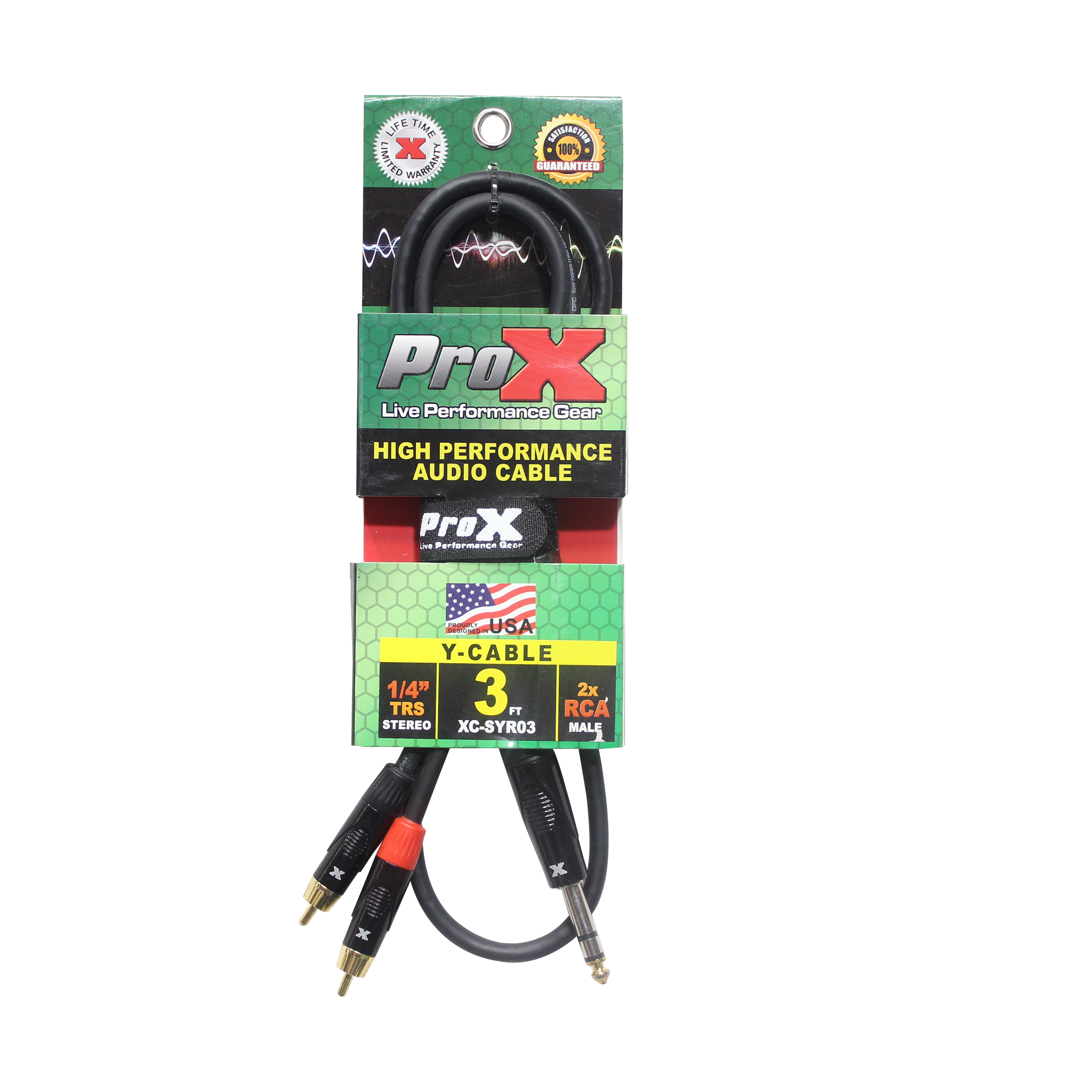 10PCS 3 Ft. Unbalanced 1/4" TRS-M to Dual RCA-M High Performance Audio Cable