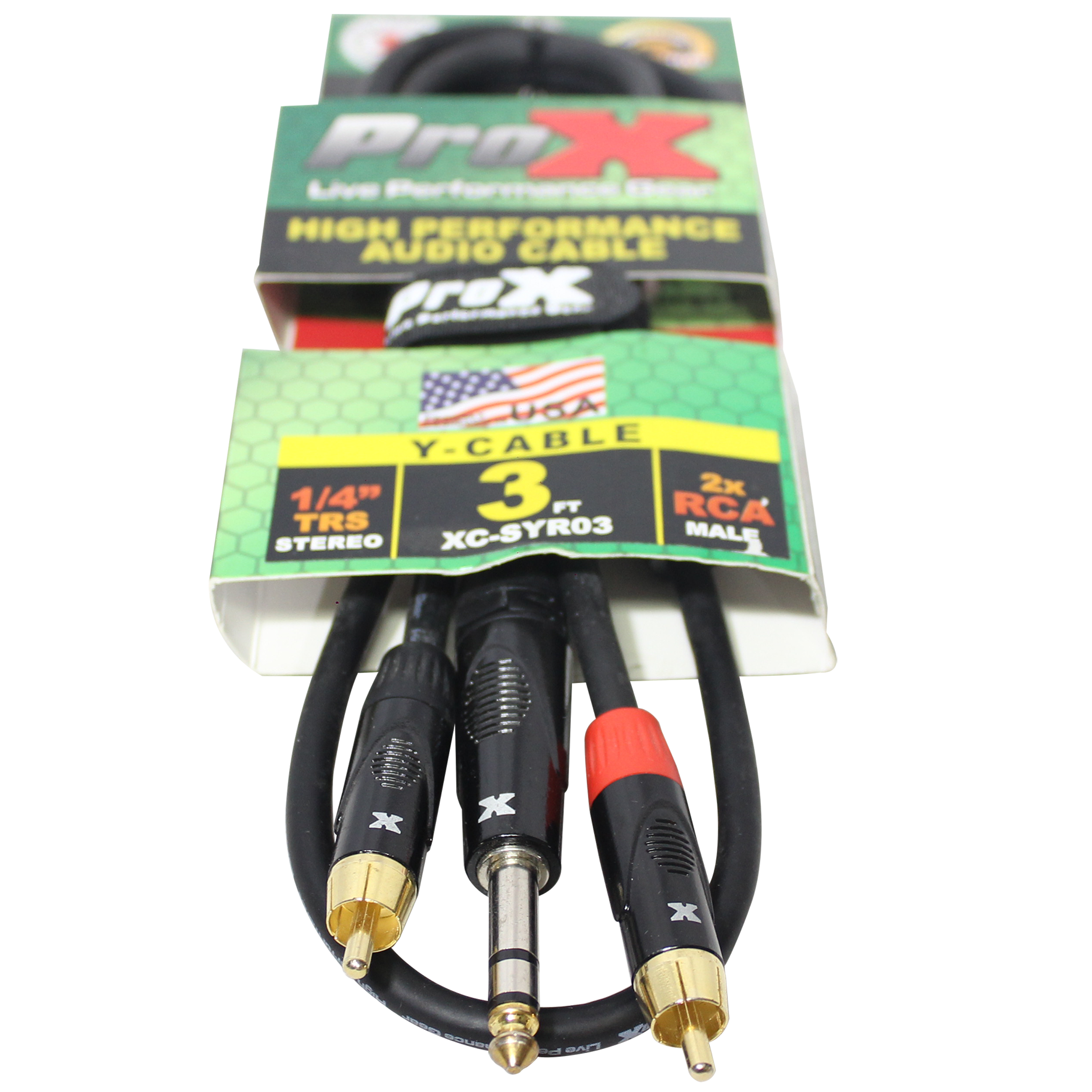 10PCS 3 Ft. Unbalanced 1/4" TRS-M to Dual RCA-M High Performance Audio Cable
