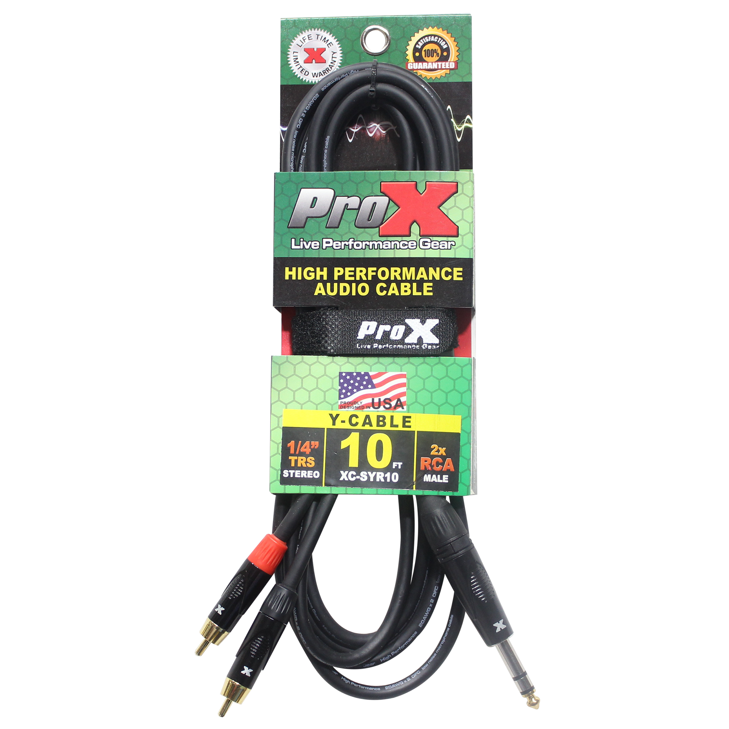 50PCS 10 Ft. Unbalanced 1/4" TRS-M to Dual RCA-M High Performance Audio Cable