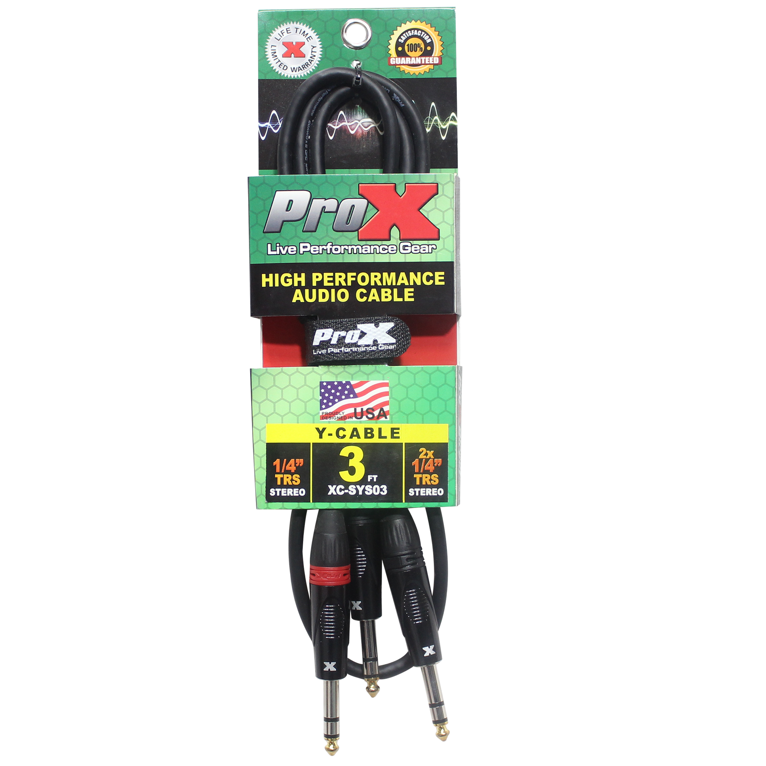 3 Ft. 1/4" TRS-M to Dual 1/4" TRS-M High Performance Audio Cable