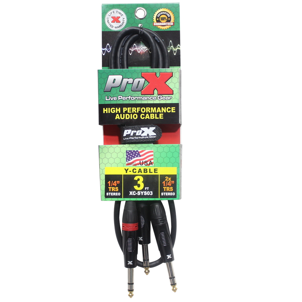10PCS 3 Ft. 1/4" TRS-M to Dual 1/4" TRS-M High Performance Audio Cable
