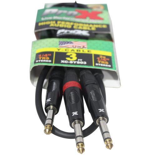10PCS 3 Ft. 1/4" TRS-M to Dual 1/4" TRS-M High Performance Audio Cable