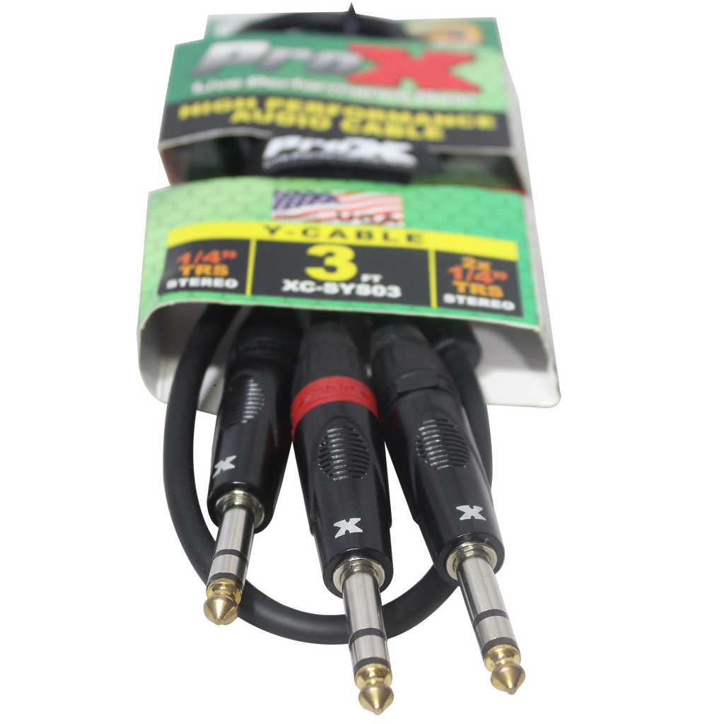 3 Ft. 1/4" TRS-M to Dual 1/4" TRS-M High Performance Audio Cable