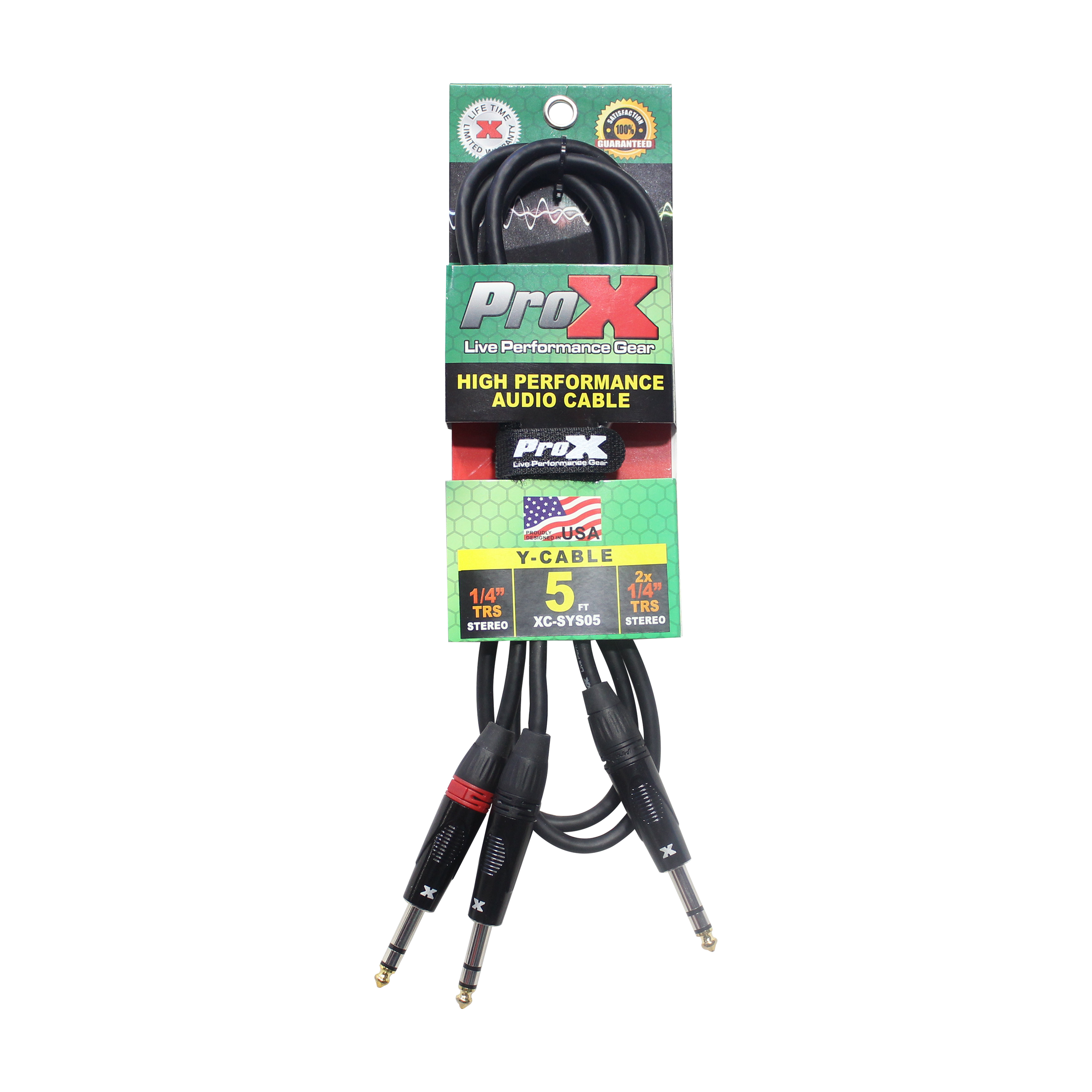 5 Ft. 1/4" TRS-M to Dual 1/4" TRS-M High Performance Audio Cable