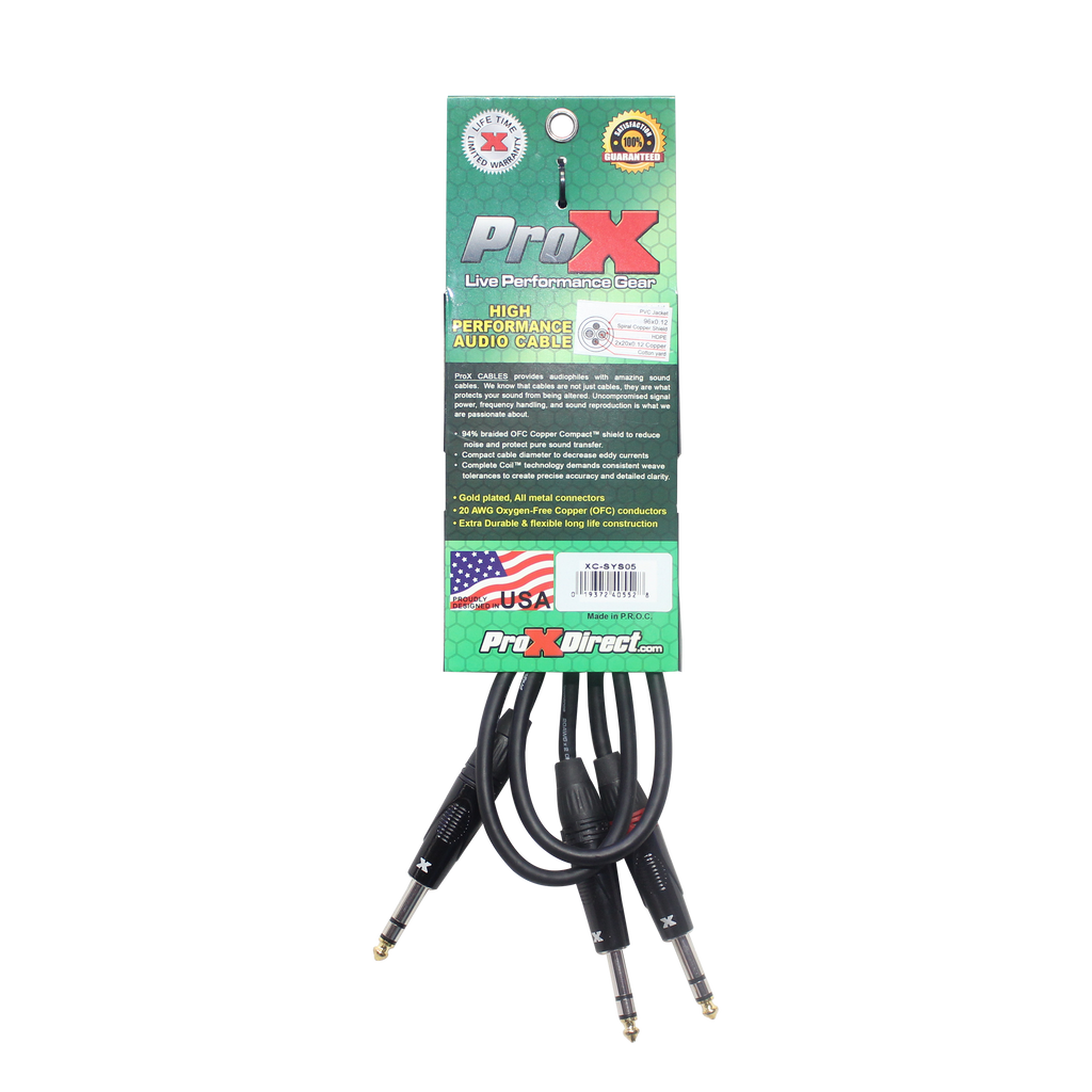10PCS 5 Ft. 1/4" TRS-M to Dual 1/4" TRS-M High Performance Audio Cable