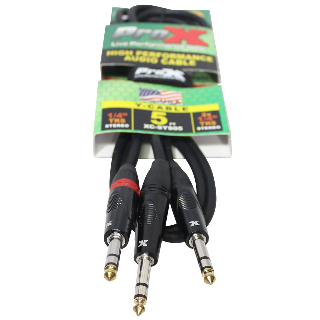 10PCS 5 Ft. 1/4" TRS-M to Dual 1/4" TRS-M High Performance Audio Cable