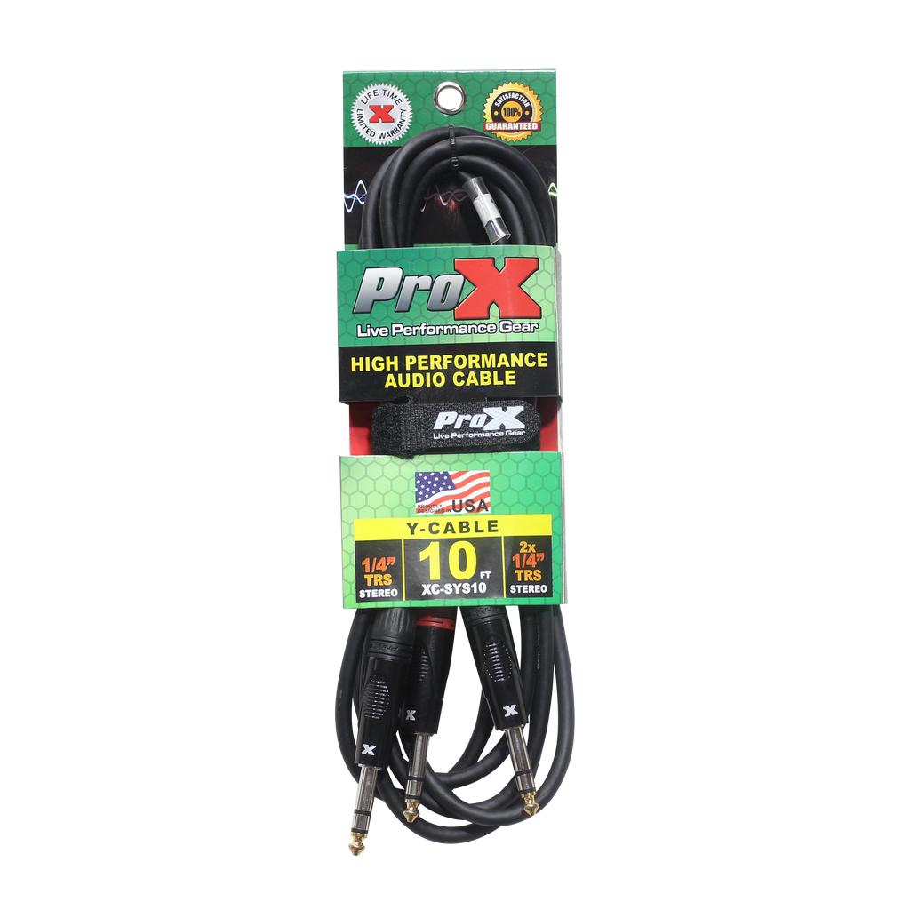 10 Ft. 1/4" TRS-M to Dual 1/4" TRS-M High Performance Audio Cable