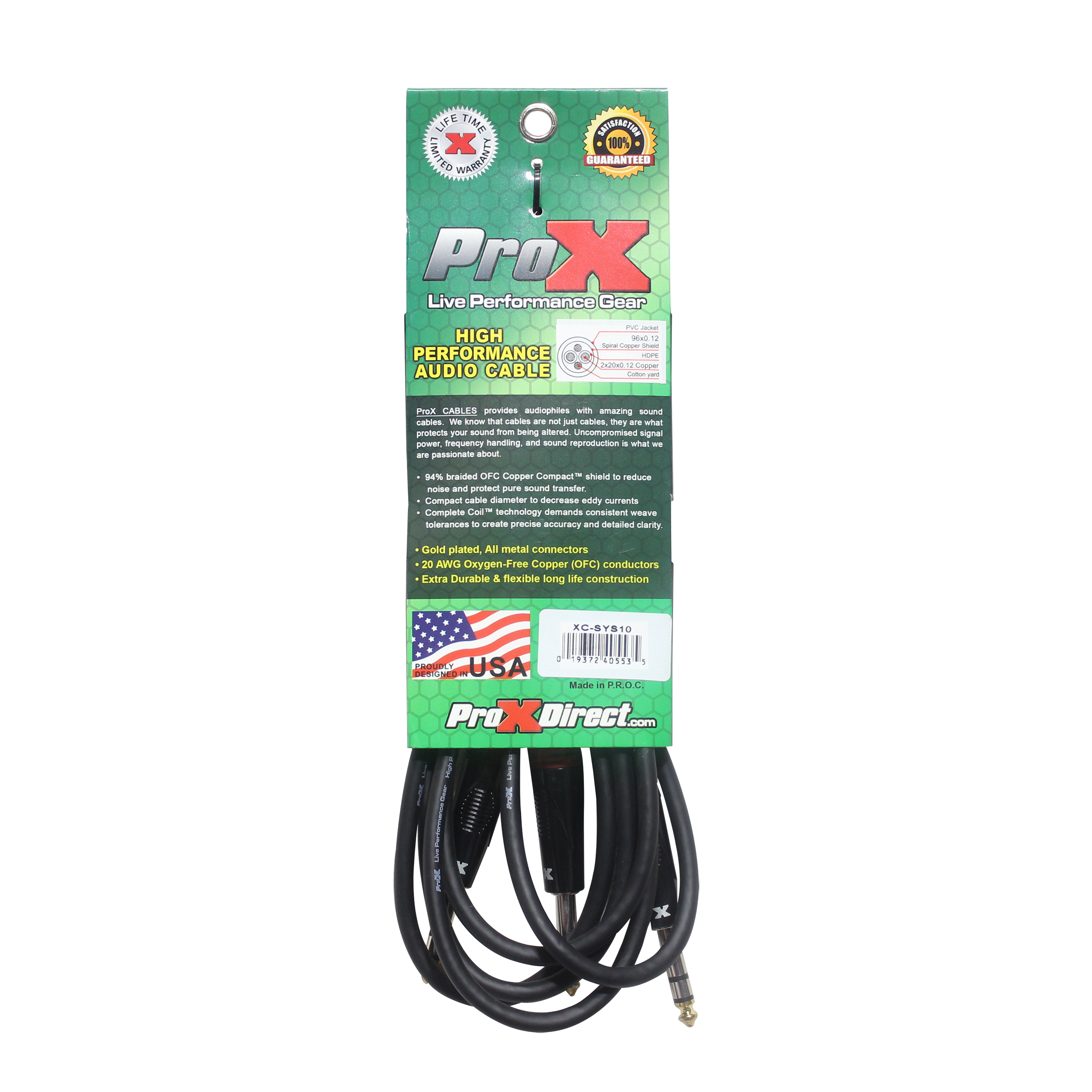 10 Ft. 1/4" TRS-M to Dual 1/4" TRS-M High Performance Audio Cable