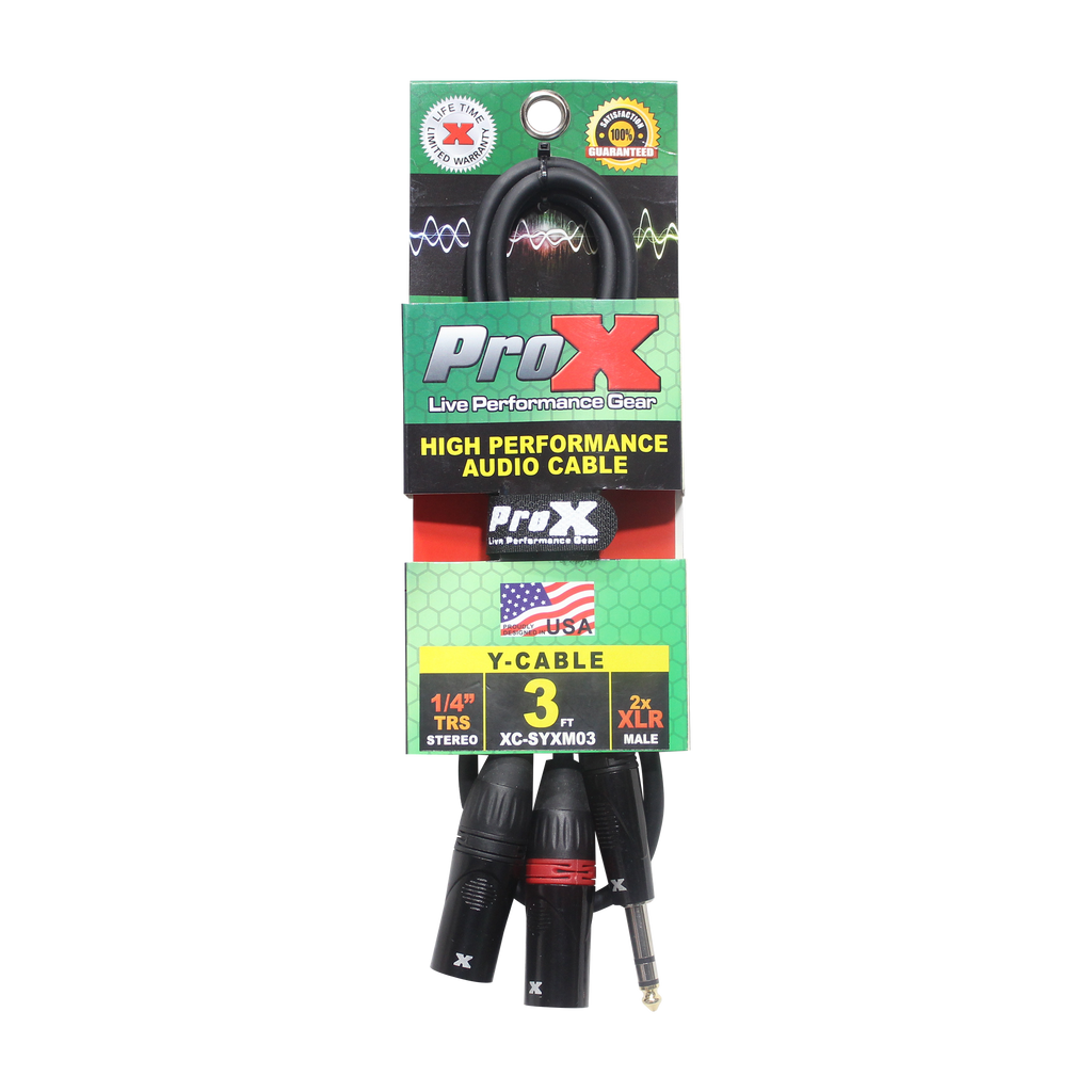 3 Ft. 1/4" TRS-M Stereo to Dual XLR3-M High Performance Y Cable