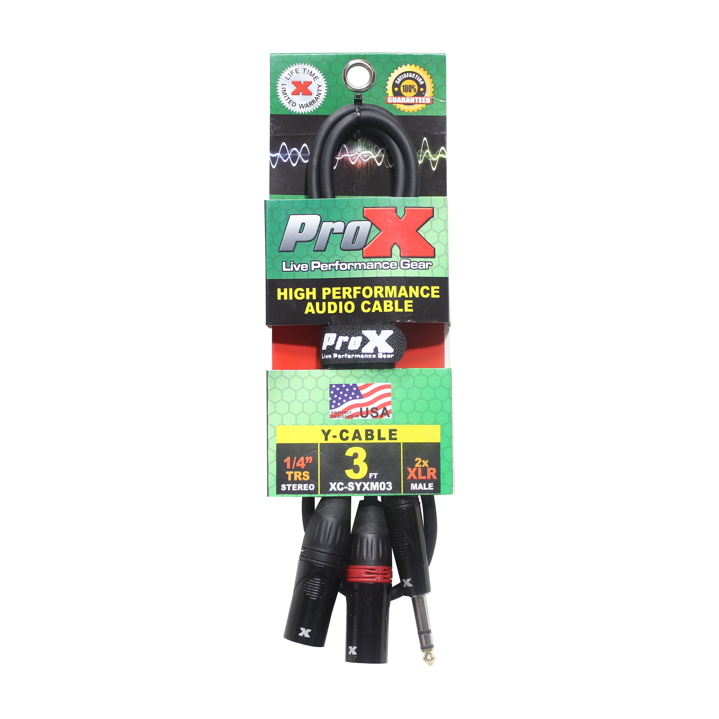 3 Ft. 1/4" TRS-M Stereo to Dual XLR3-M High Performance Y Cable