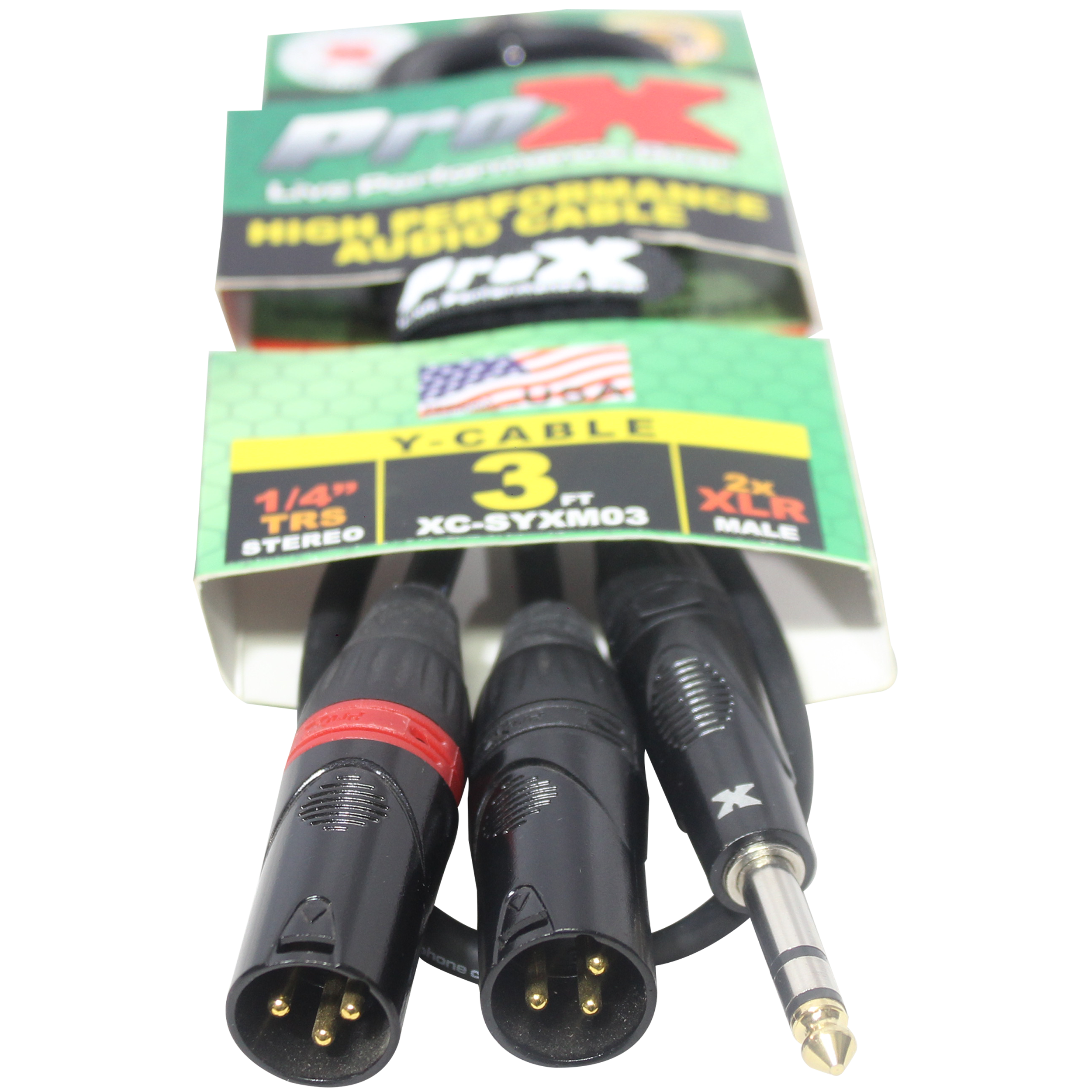 50PCS 3 Ft. 1/4" TRS-M Stereo to Dual XLR3-M High Performance Y Cable