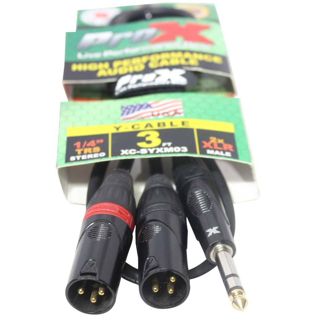 3 Ft. 1/4" TRS-M Stereo to Dual XLR3-M High Performance Y Cable